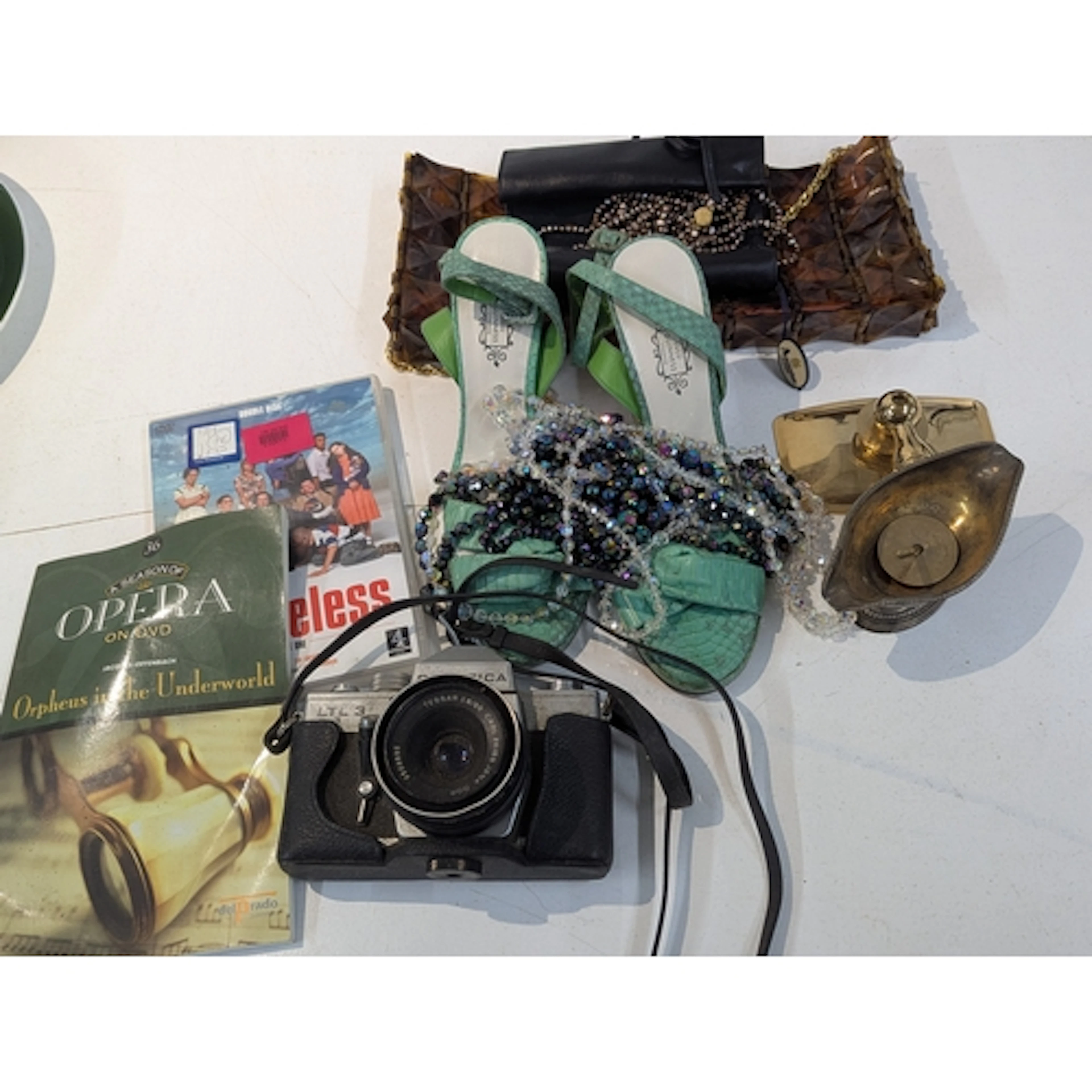 A pair of vintage Lulu Guinness green snakeskin effect peep ...