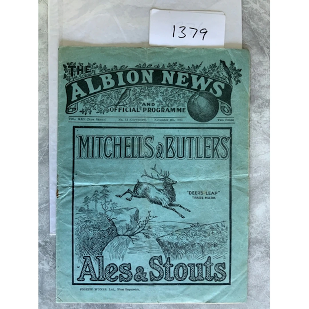 1933 - 1934 West Brom v Tottenham Football Programme: Divisi...