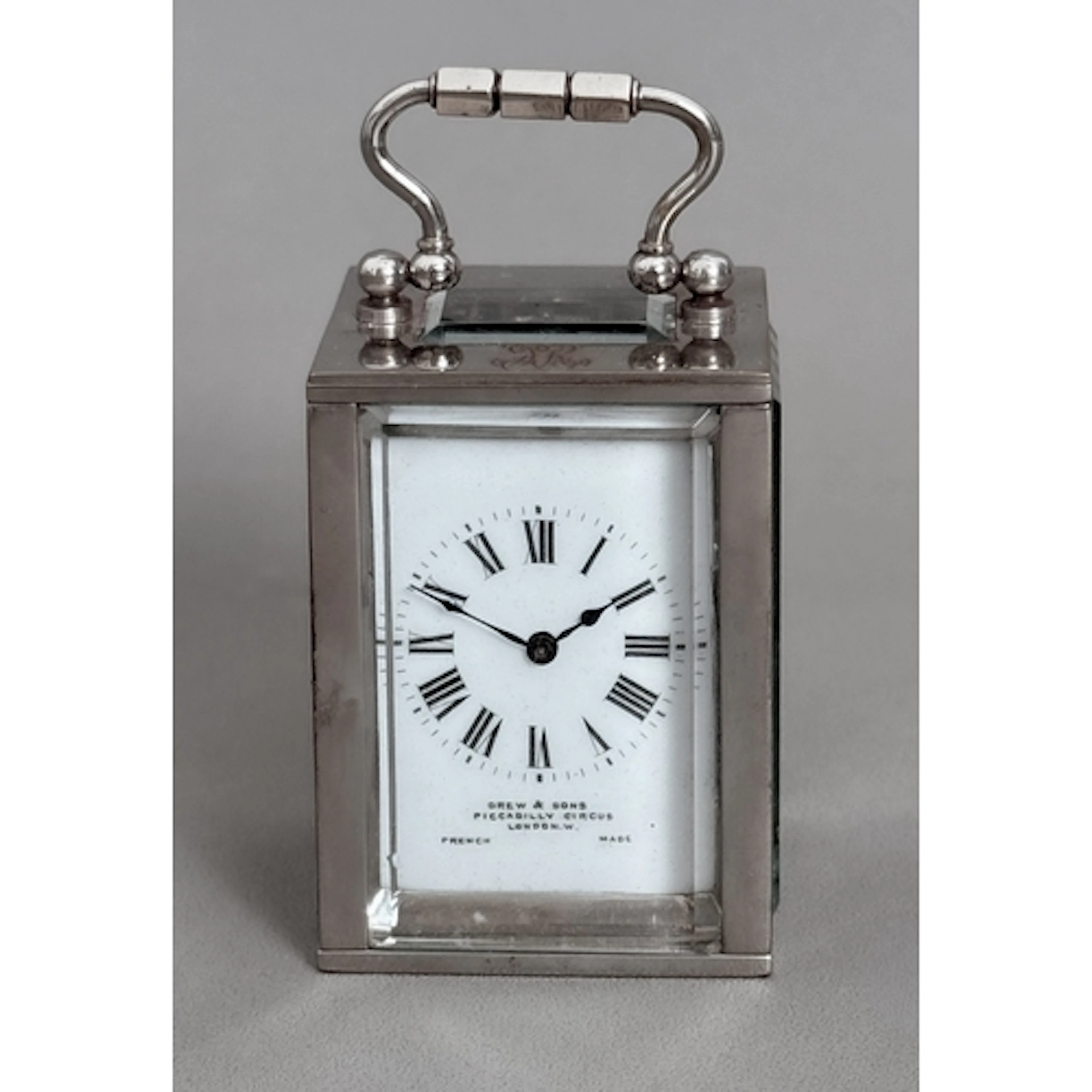 A miniature silver plated carriage clock - with French movem...