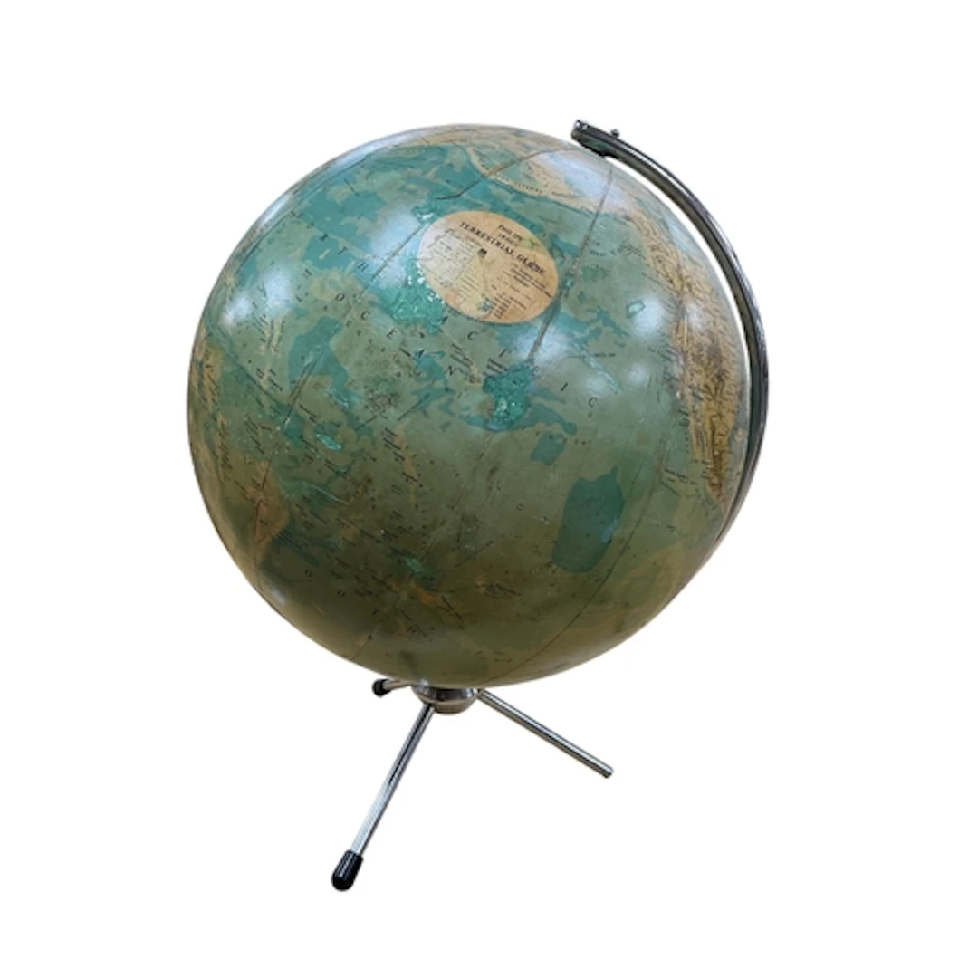 A Philips 19 inch terrestrial globe with chrome stand