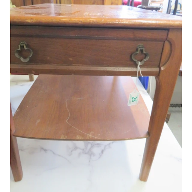 Vintage 2 Tier Oak Coffee Table, single drawer to side, tape...