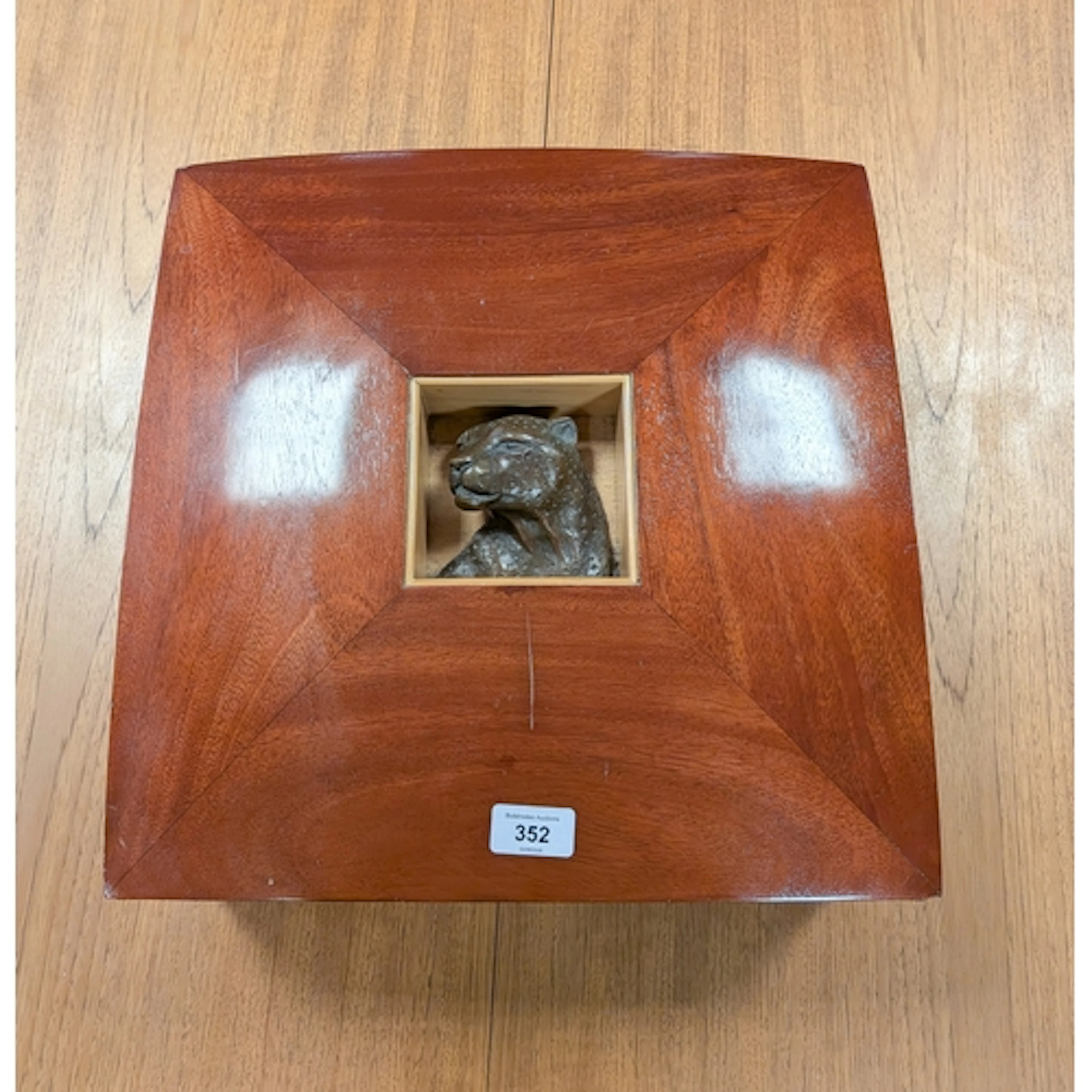 An unusual square South African hardwood memory box, a limit...