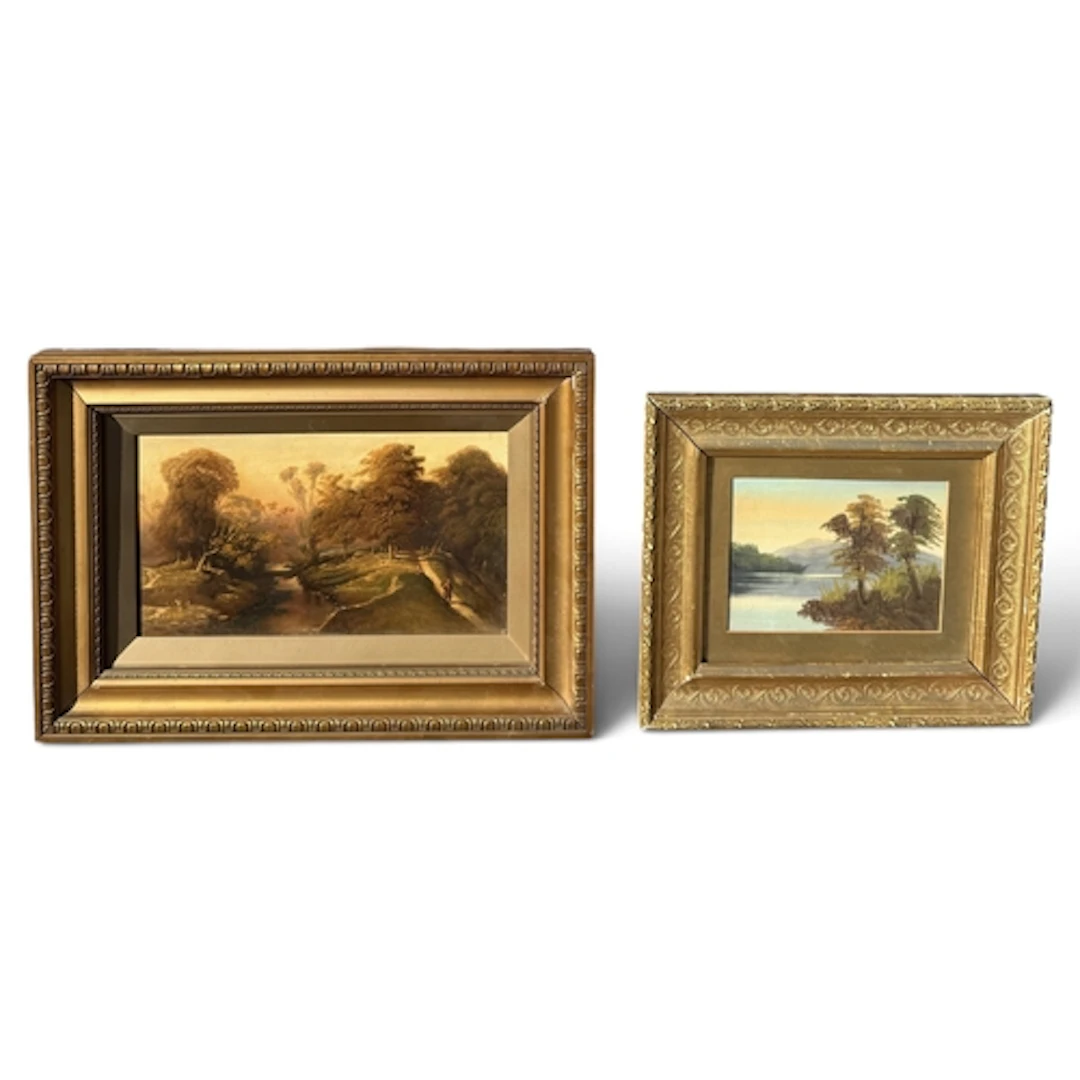 19TH CENTURY ENGLISH SCHOOL: RIVER LANDSCAPE WITH FIGURES Oi...