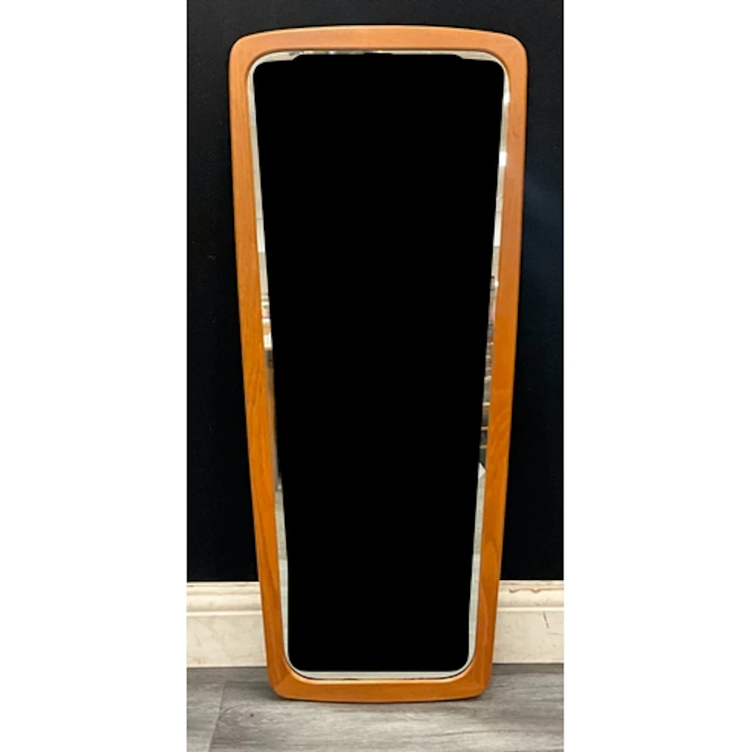 A mid century Scandinavian style teak wall hanging mirror, w...