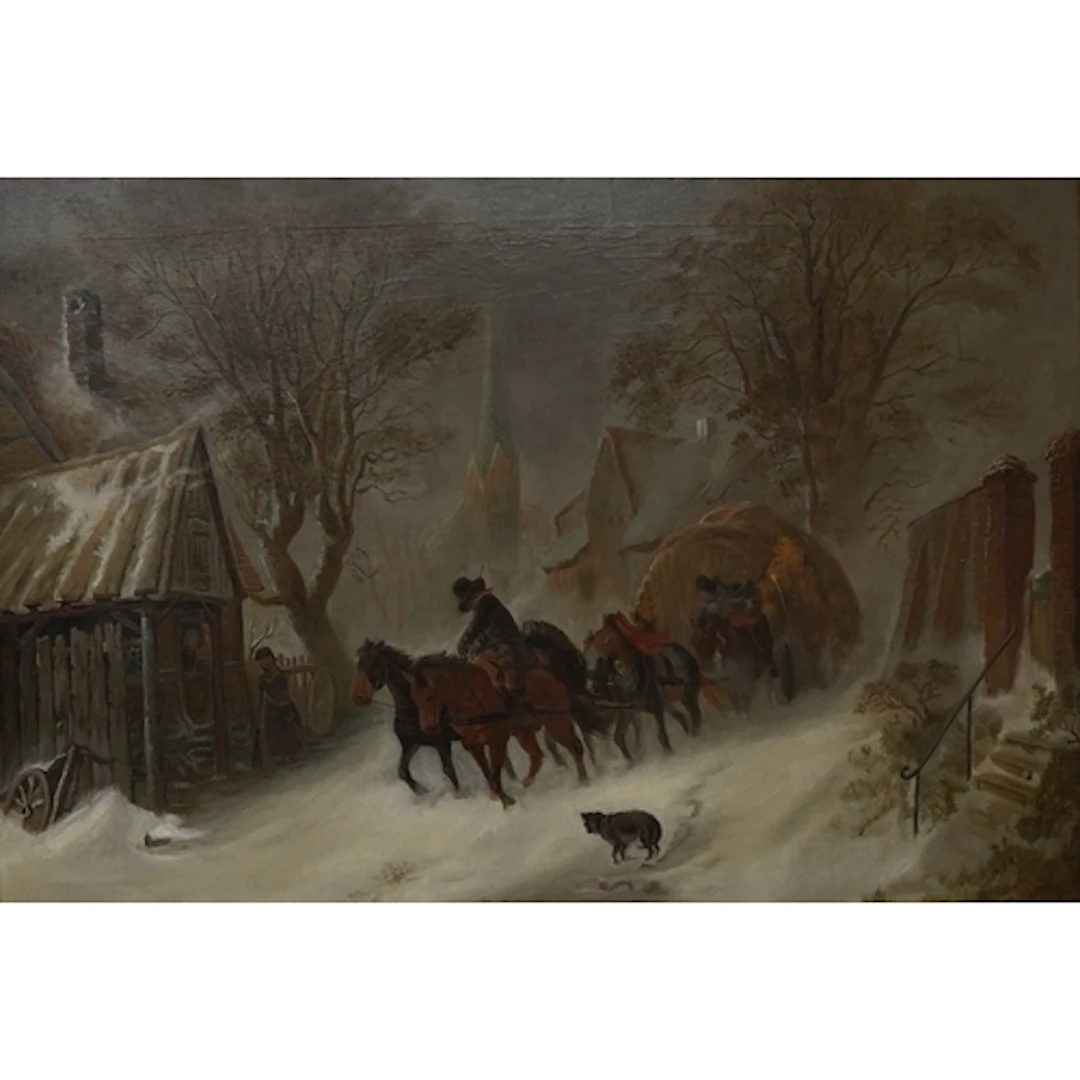 After Herman Kauffman (1808-1889), a laden horse drawn wagon...