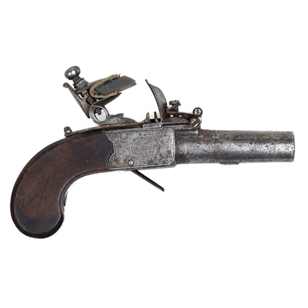BOXLOCK FLINTLOCK PISTOL BY INNES & WALLACE OF EDINBURGH. Bo...