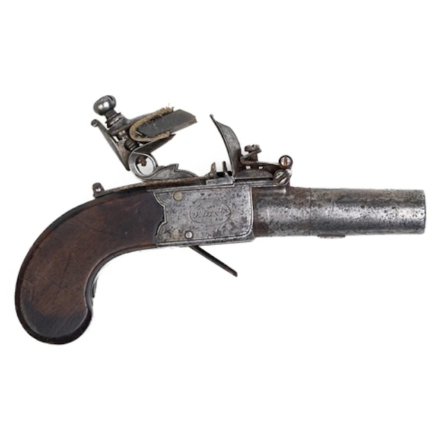 BOXLOCK FLINTLOCK PISTOL BY INNES & WALLACE OF EDINBURGH. Bo...