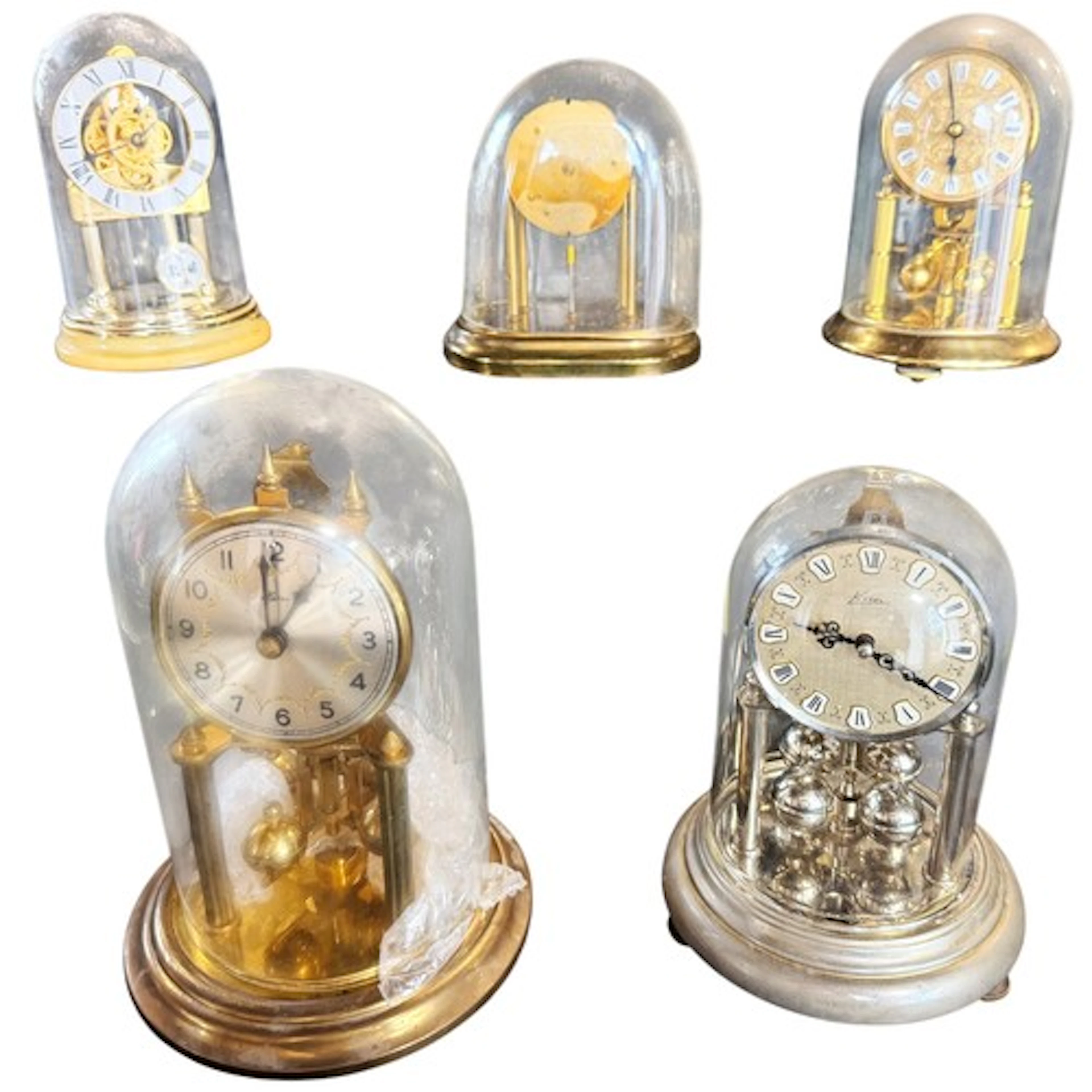Three 20th century German 400 day torsion clocks under domes...