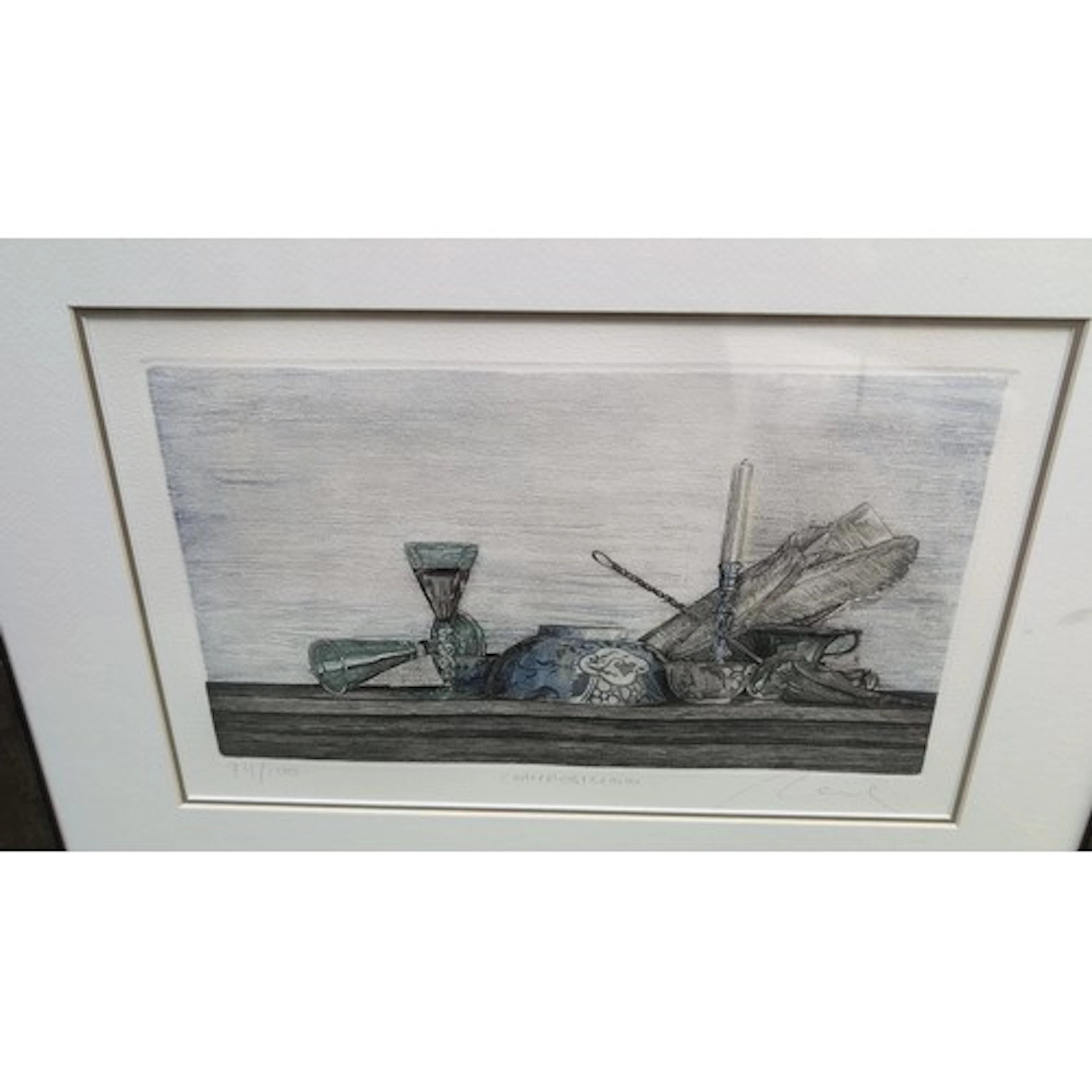 Limited-edition colour print—still life of glass vessels, a ...