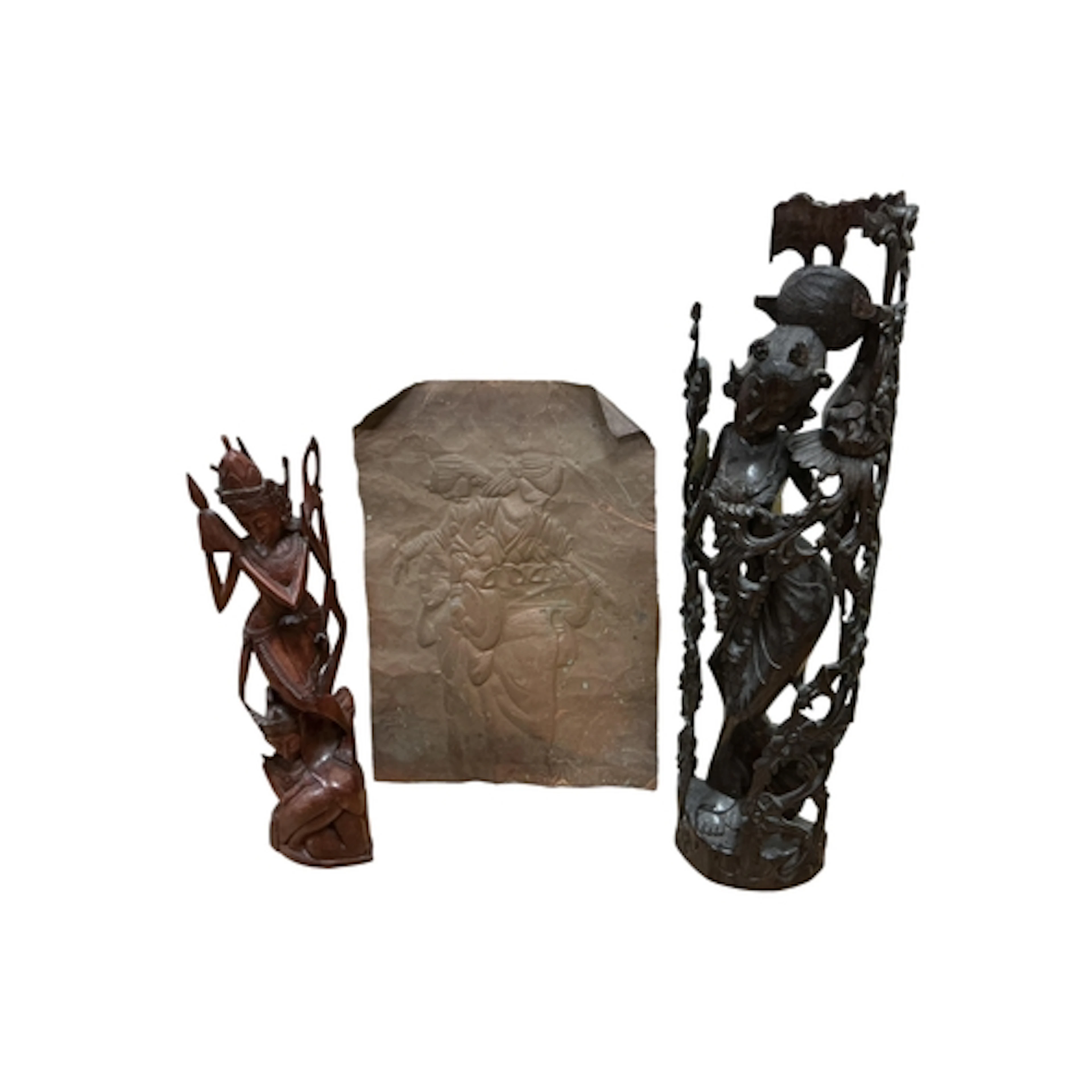A large Chinese Rootwood carving, height 84cm, a similar sma...