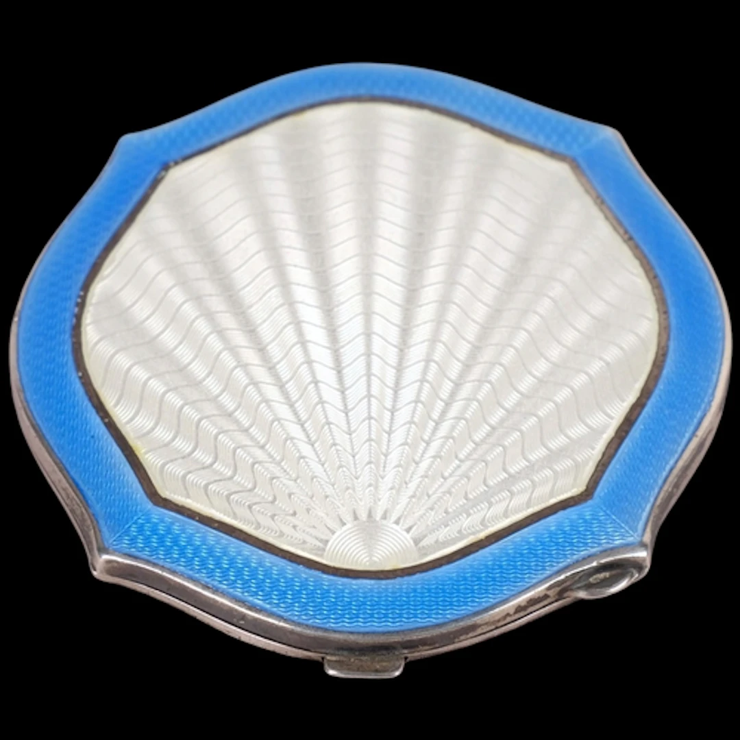 An Art Deco Edward VIII silver and enamel lady's powder comp...