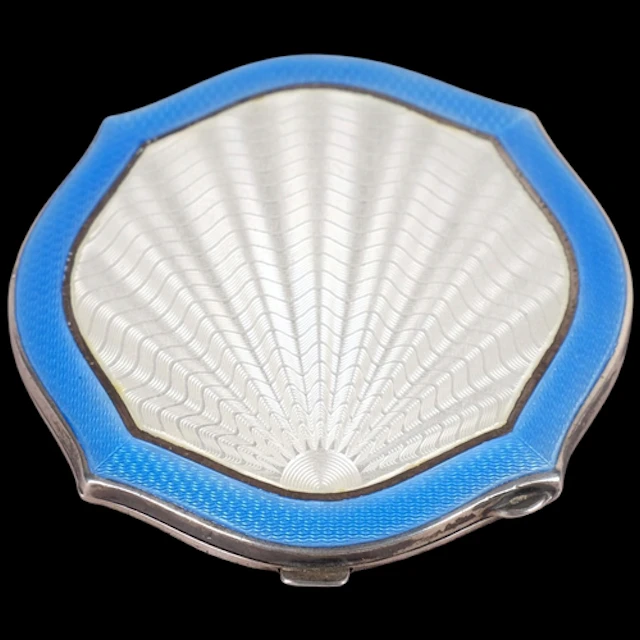 An Art Deco Edward VIII silver and enamel lady's powder comp...