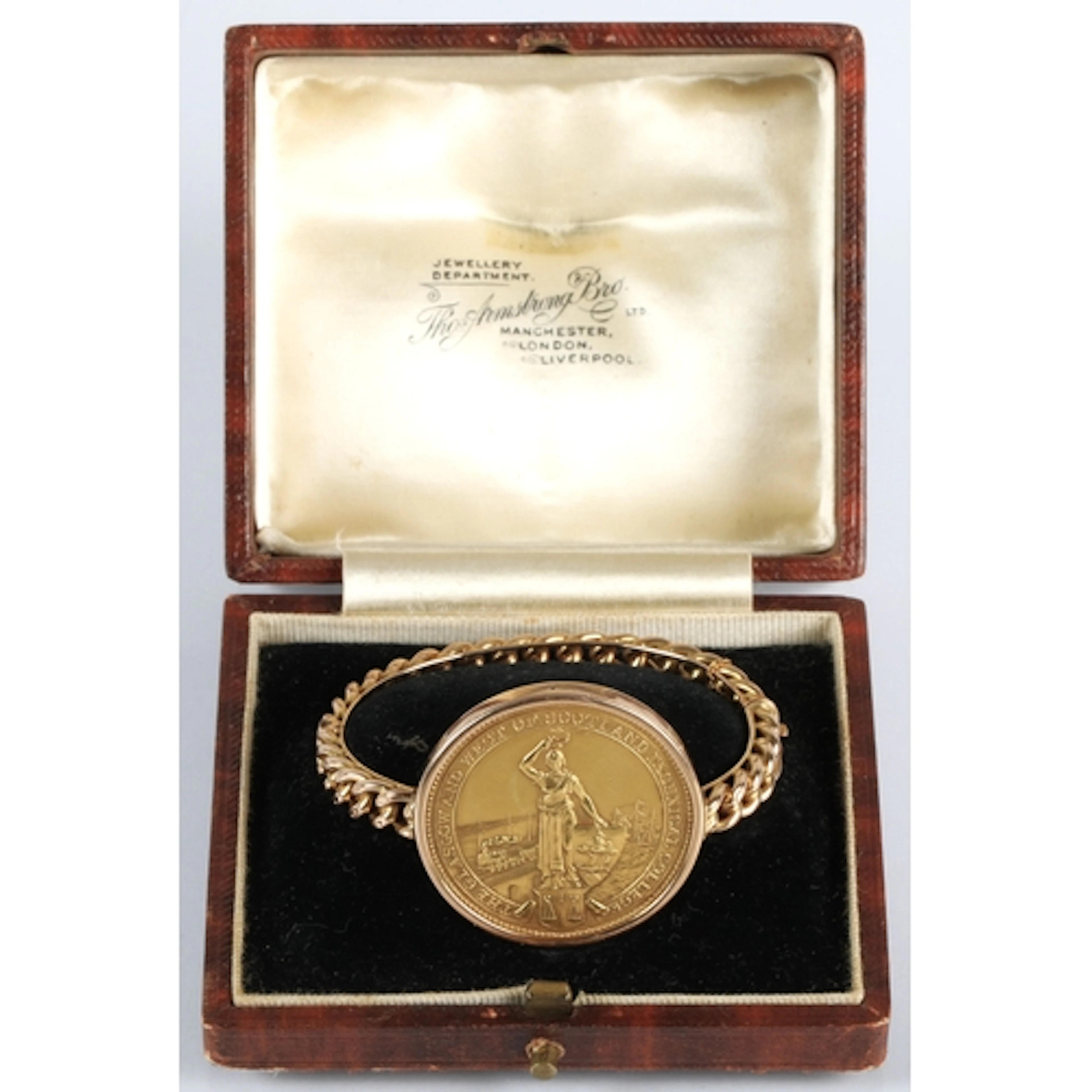 15ct gold bracelet with mounted rare Glasgow and West of Sco...