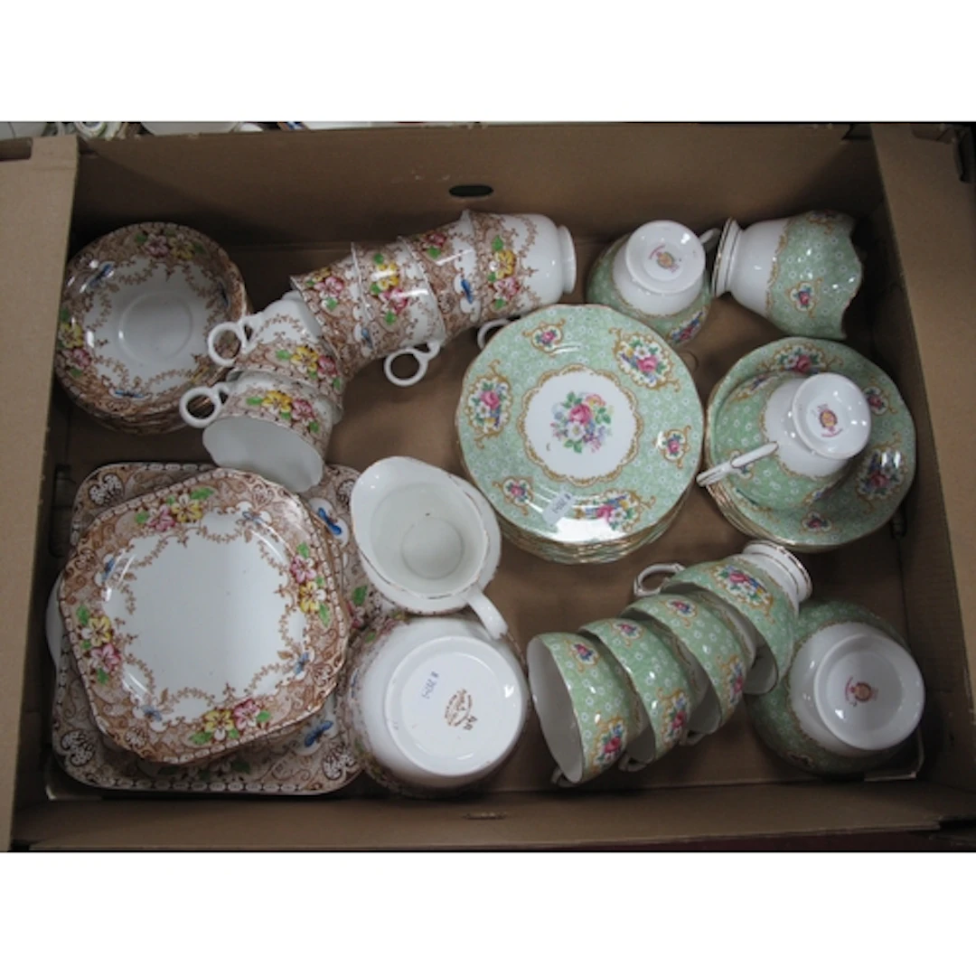 Two sets of vintage bone china teaware, comprising Queen Ann...