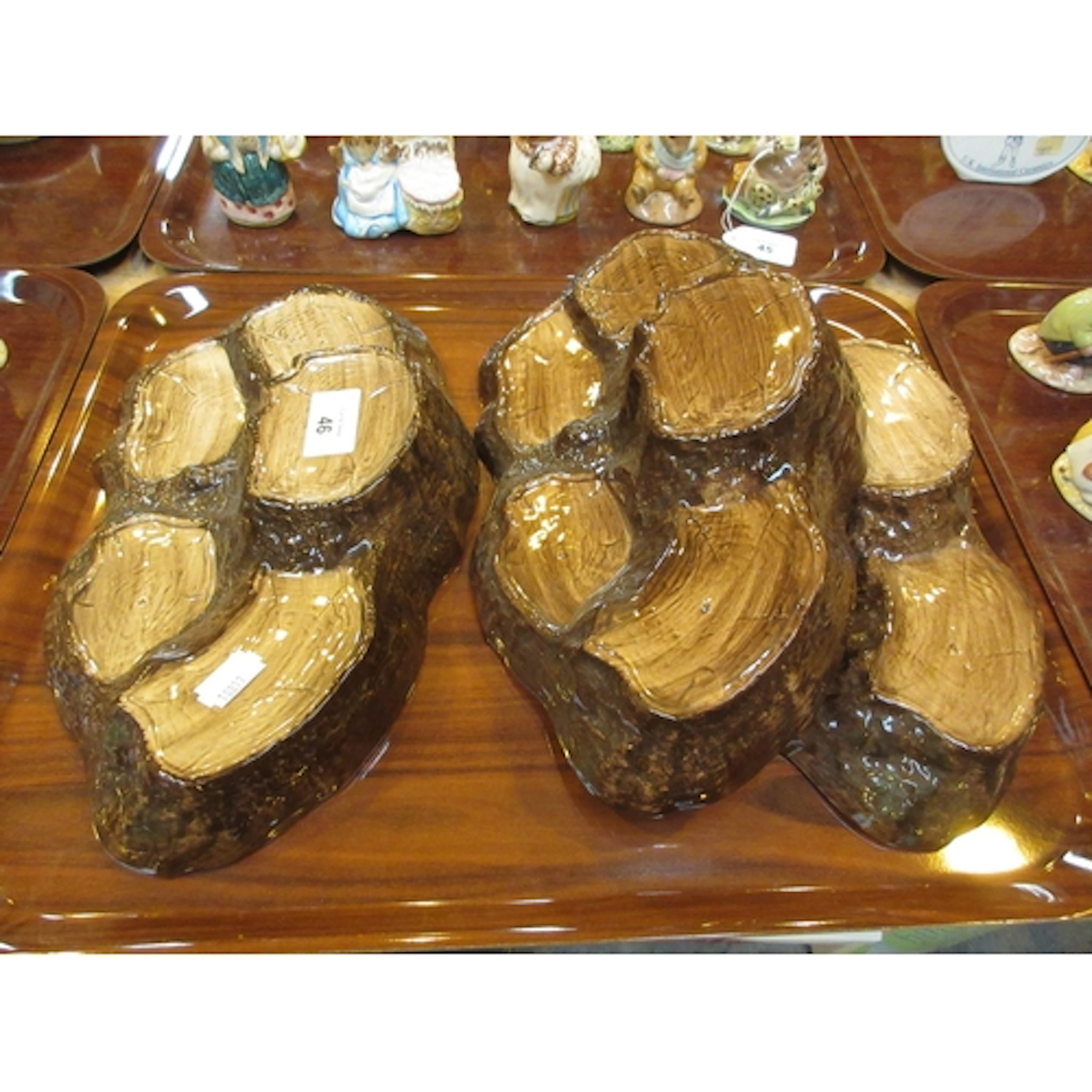 Three Beswick Tree Trunk Display Stands