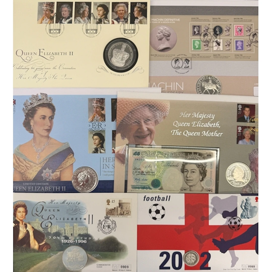 A group of six UK QEII silver coin covers, comprising 1977 S...