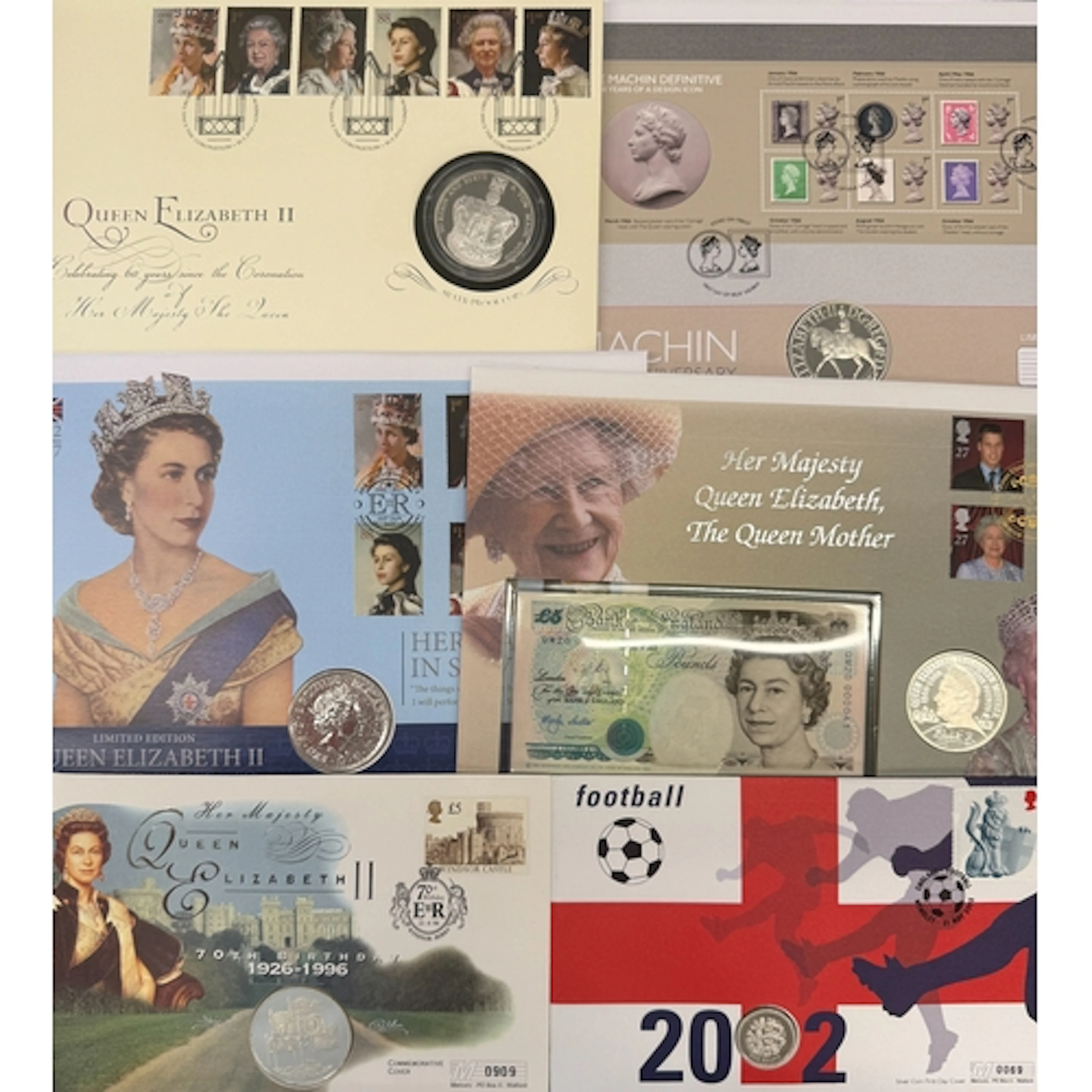 A group of six UK QEII silver coin covers, comprising 1977 S...