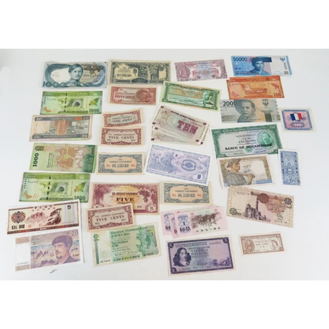 A selection of world bank notes