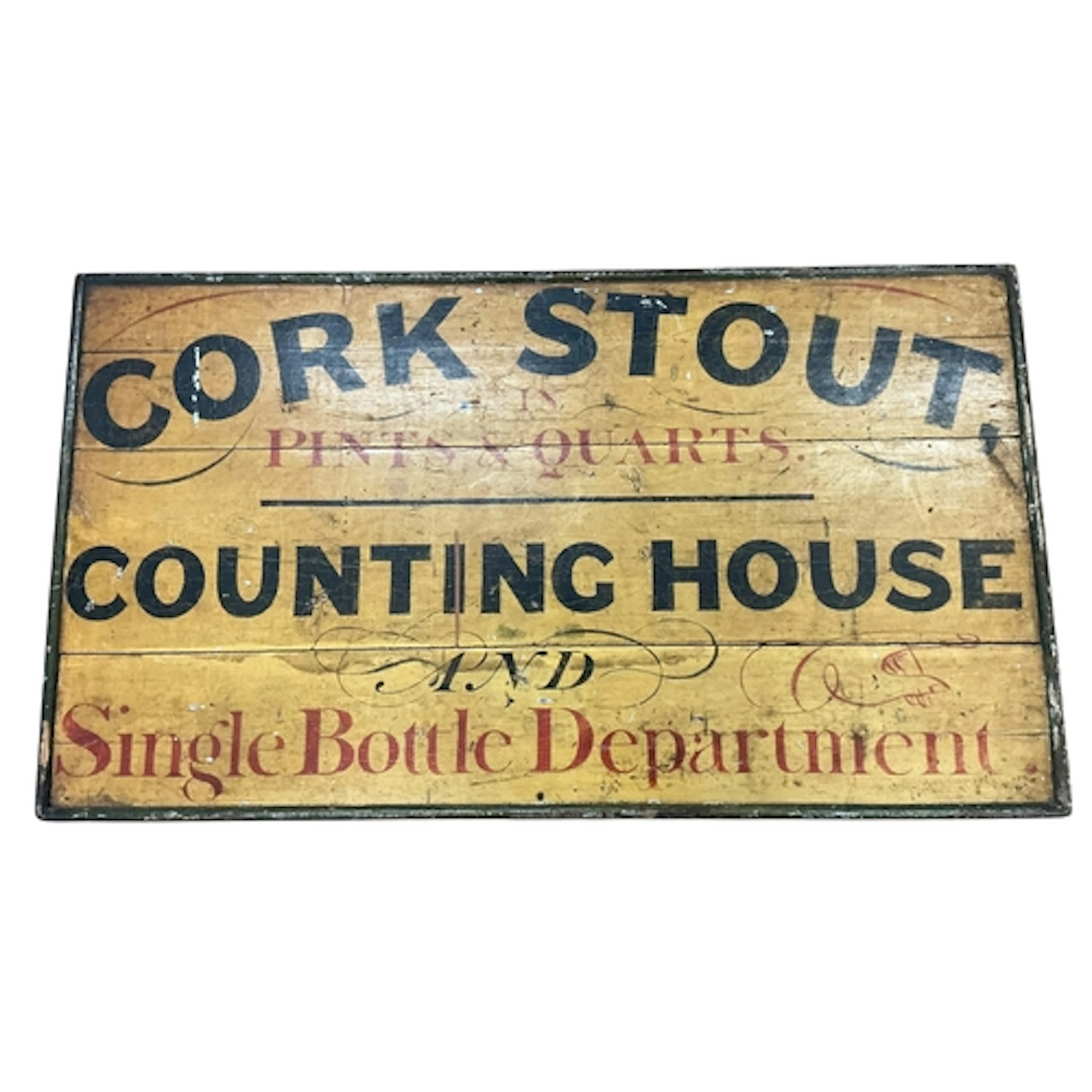 A 19th century painted wood ale merchants sign 'Cork stout i...