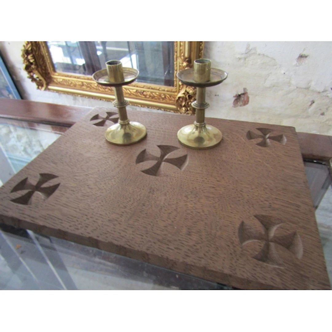 Religious Campaign Altar with Pair of Neat Form Matching Can...