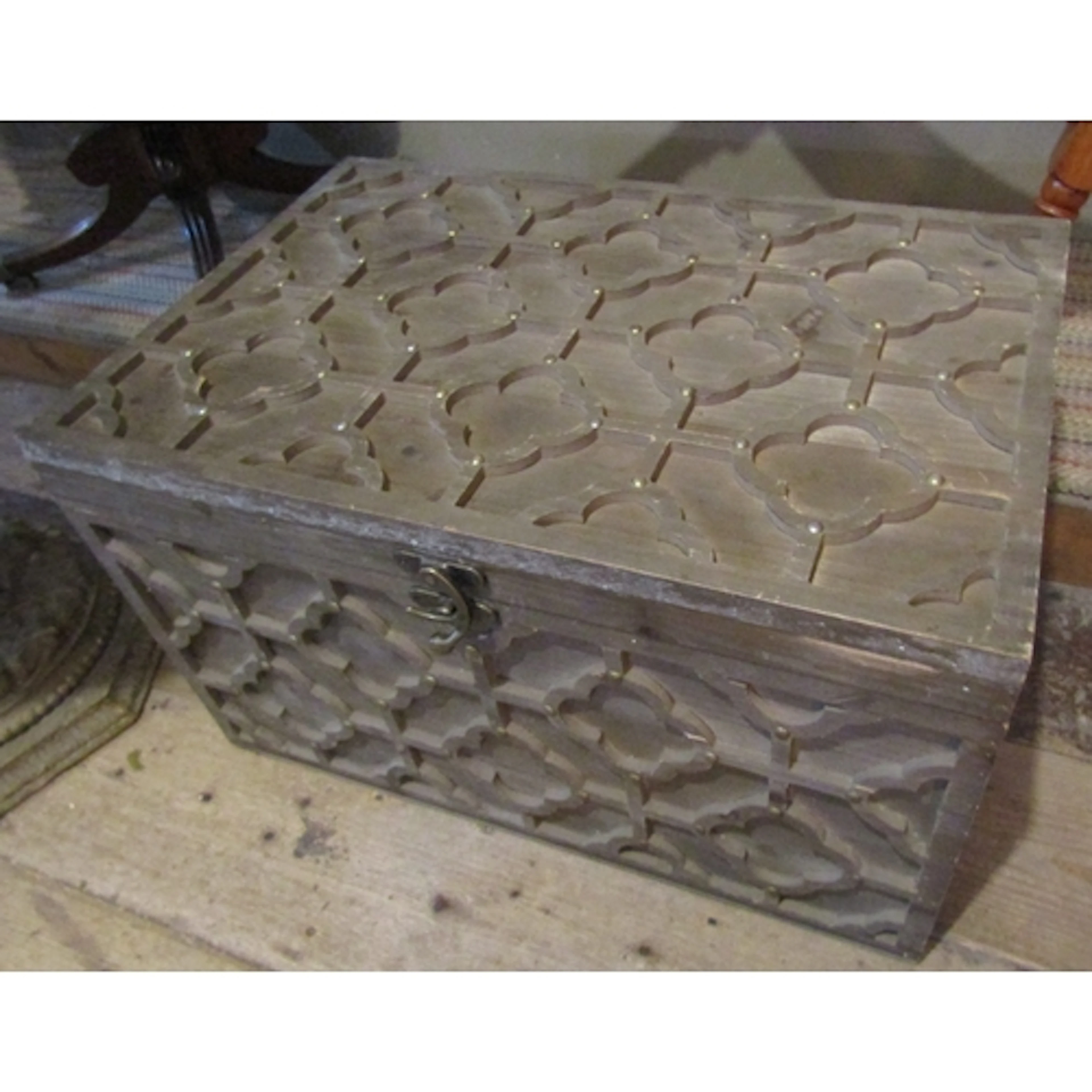 Vintage Gothic Form Storage Chest Hinged Top Approximately 2...