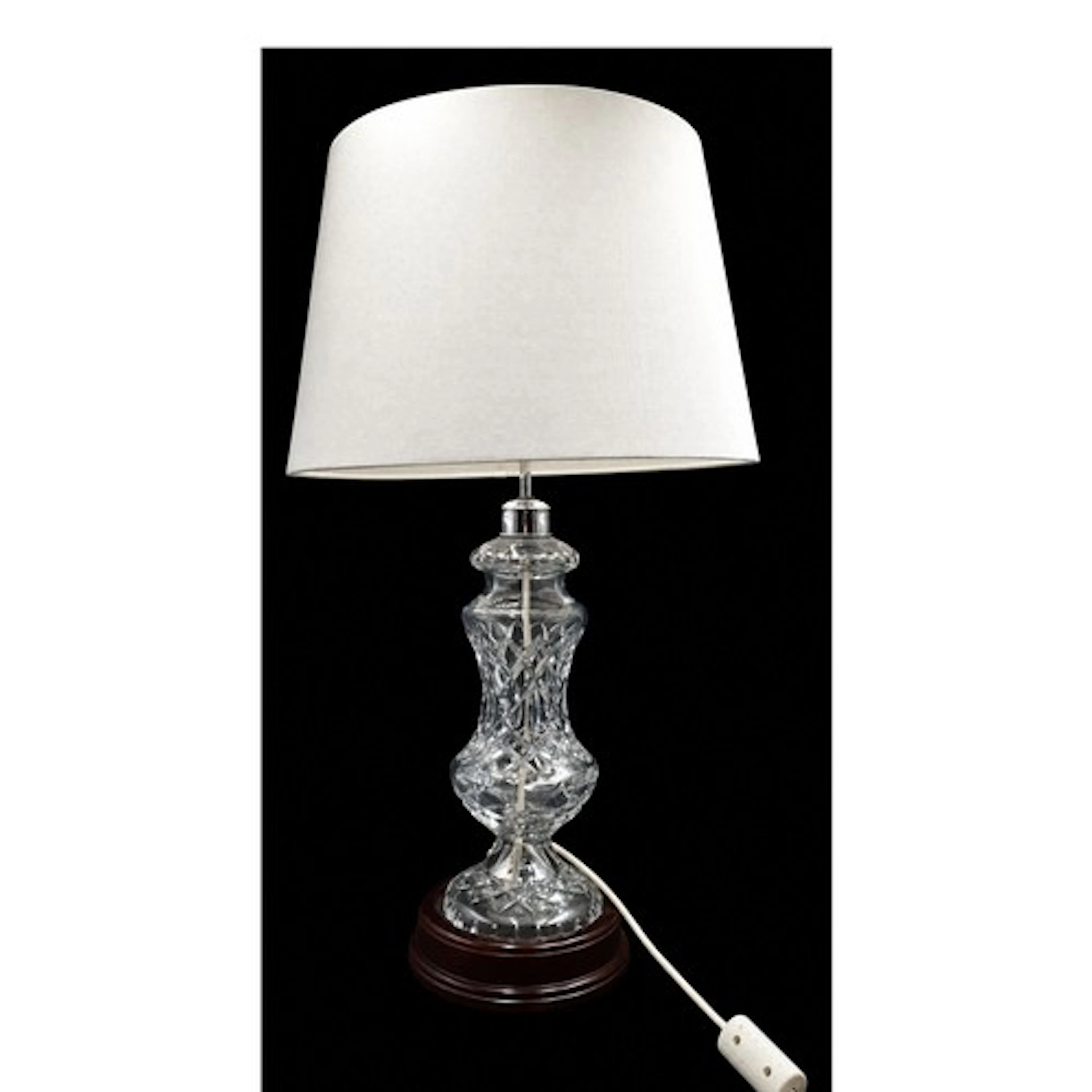 Waterford Crystal Table Lamp on Wooden Base