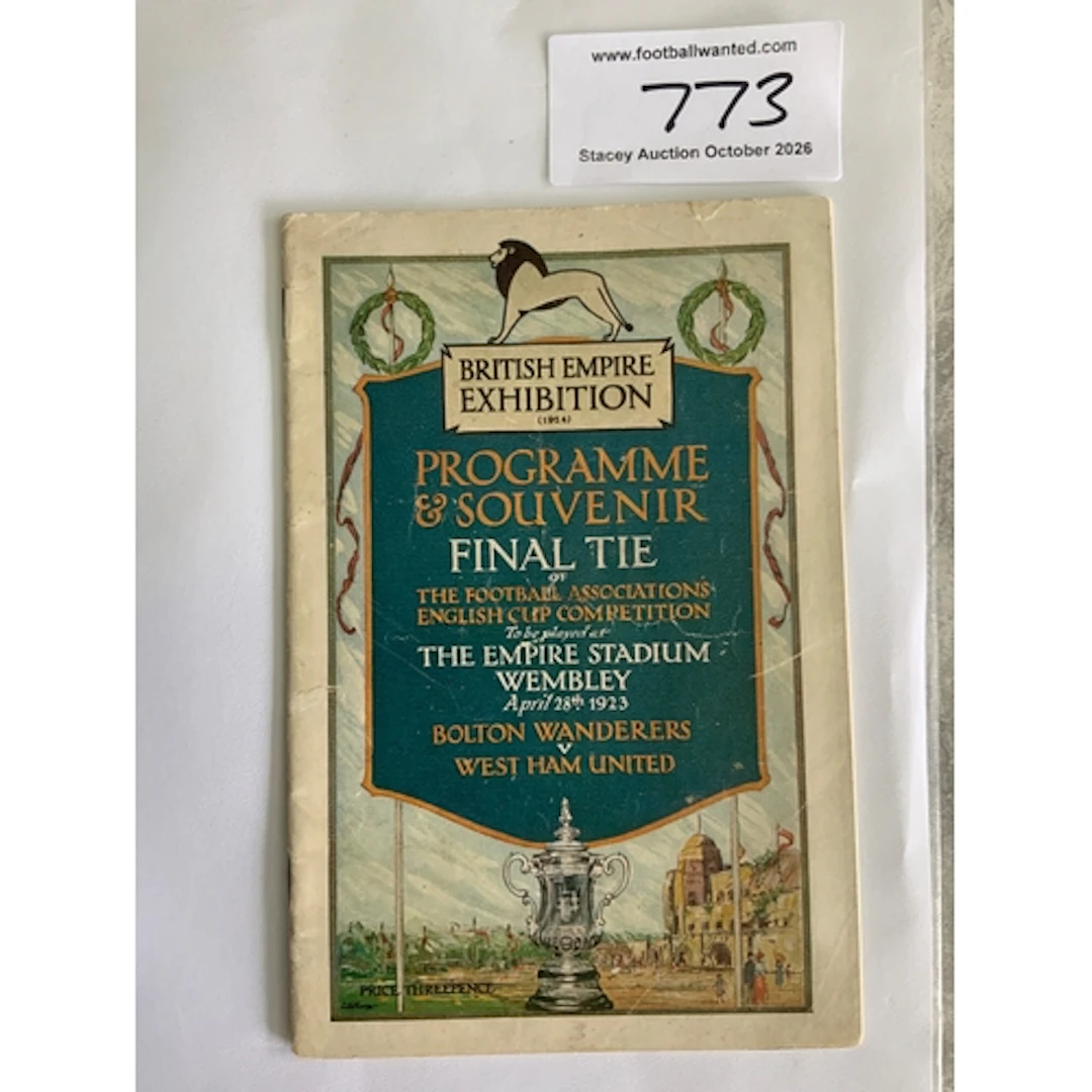 1923 FA Cup Final Football Programme: Bolton v West Ham in e...