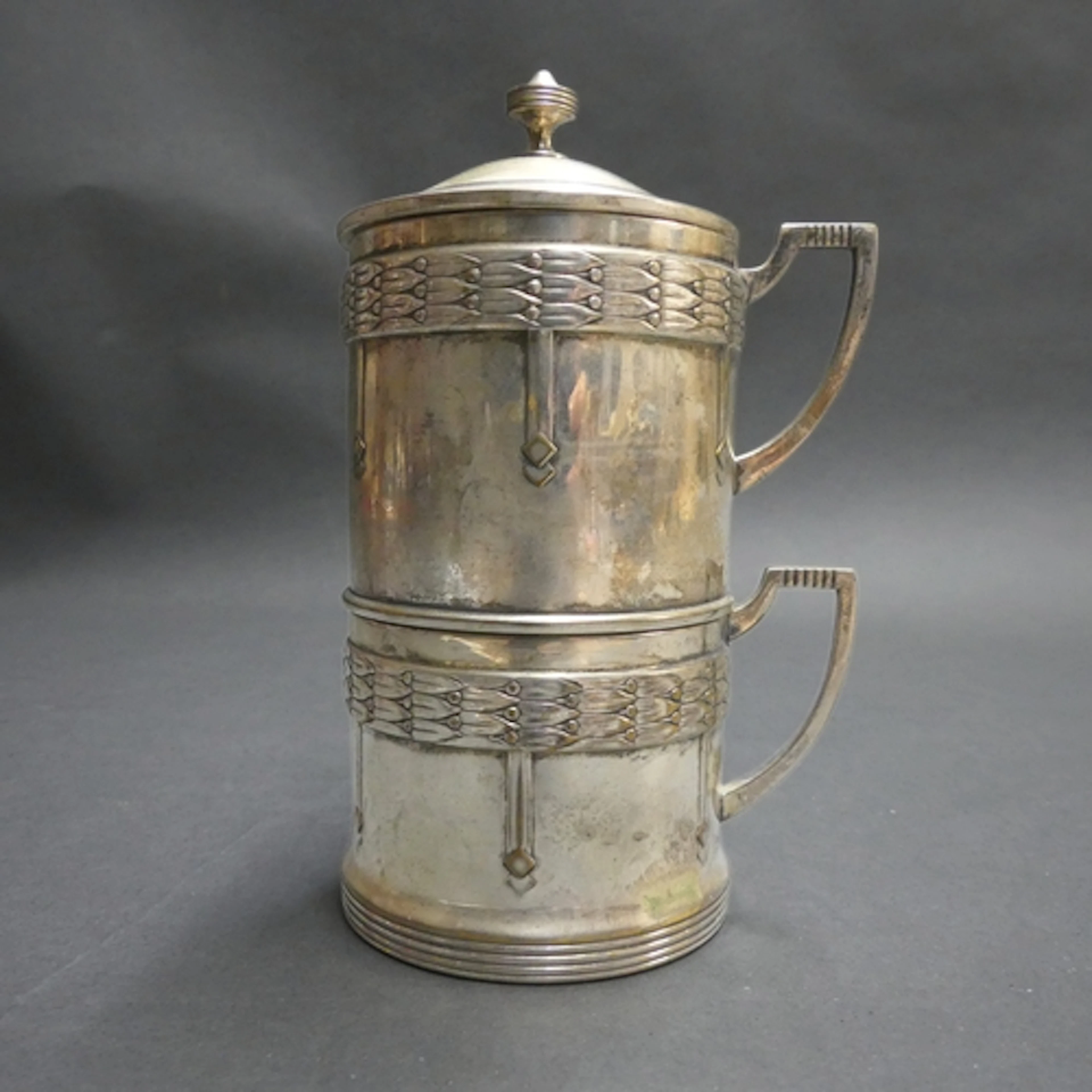 WMF - An Art Nouveau silver plated two section tea infuser, ...