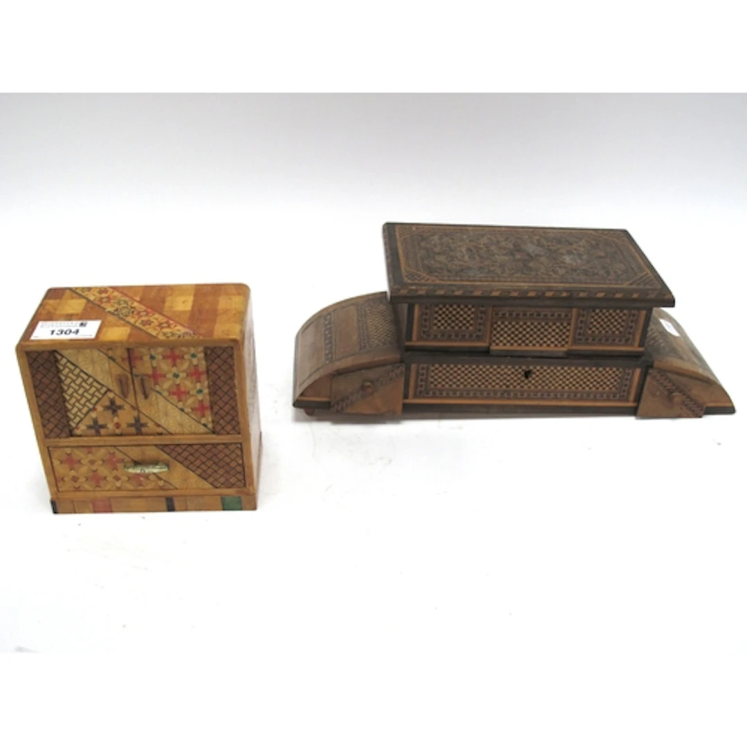 Tunbridge Style Italian Jewellery Box, 34cm wide, inlaid tri...