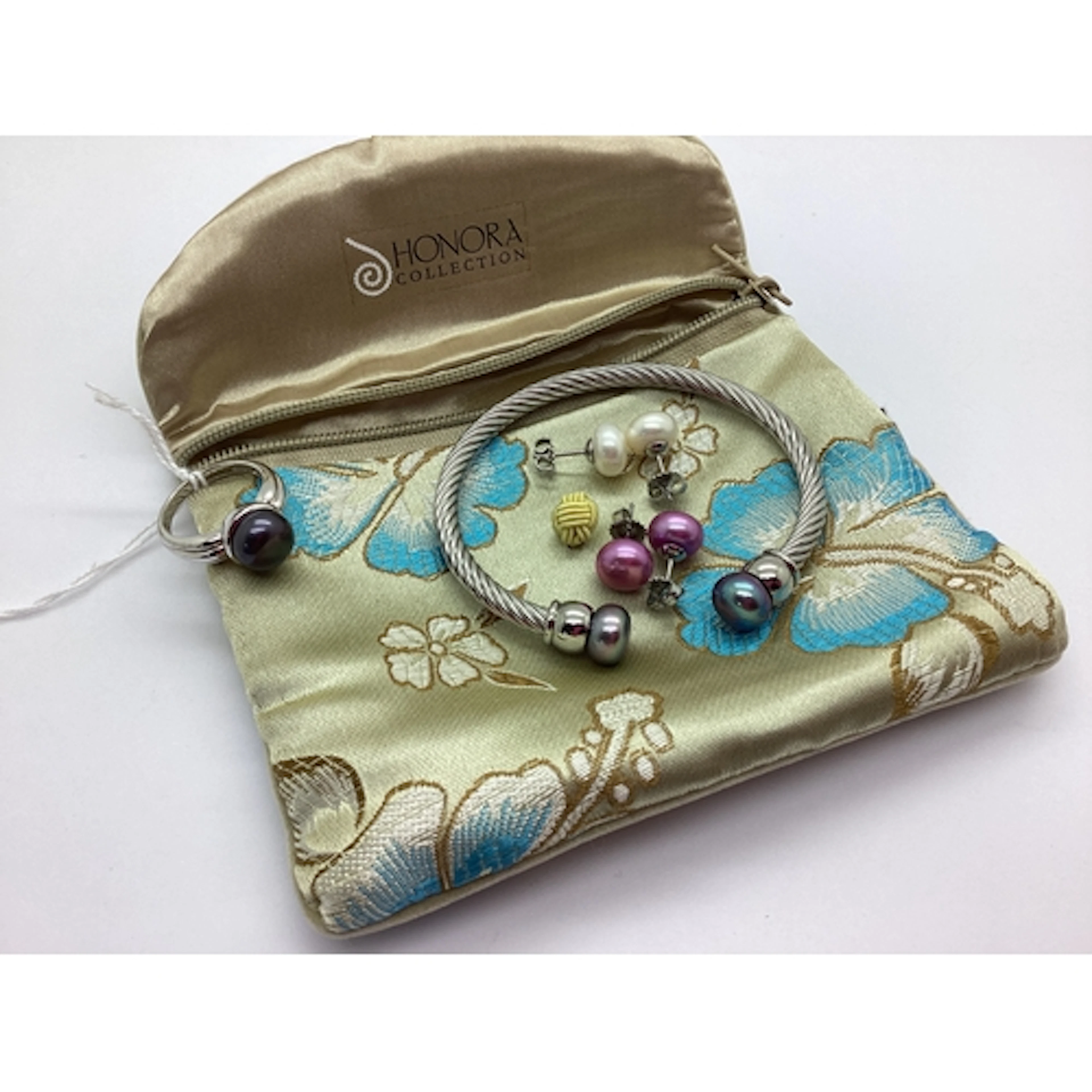 Honora Modern Fresh Water Pearl and Stainless Steel Torque B...