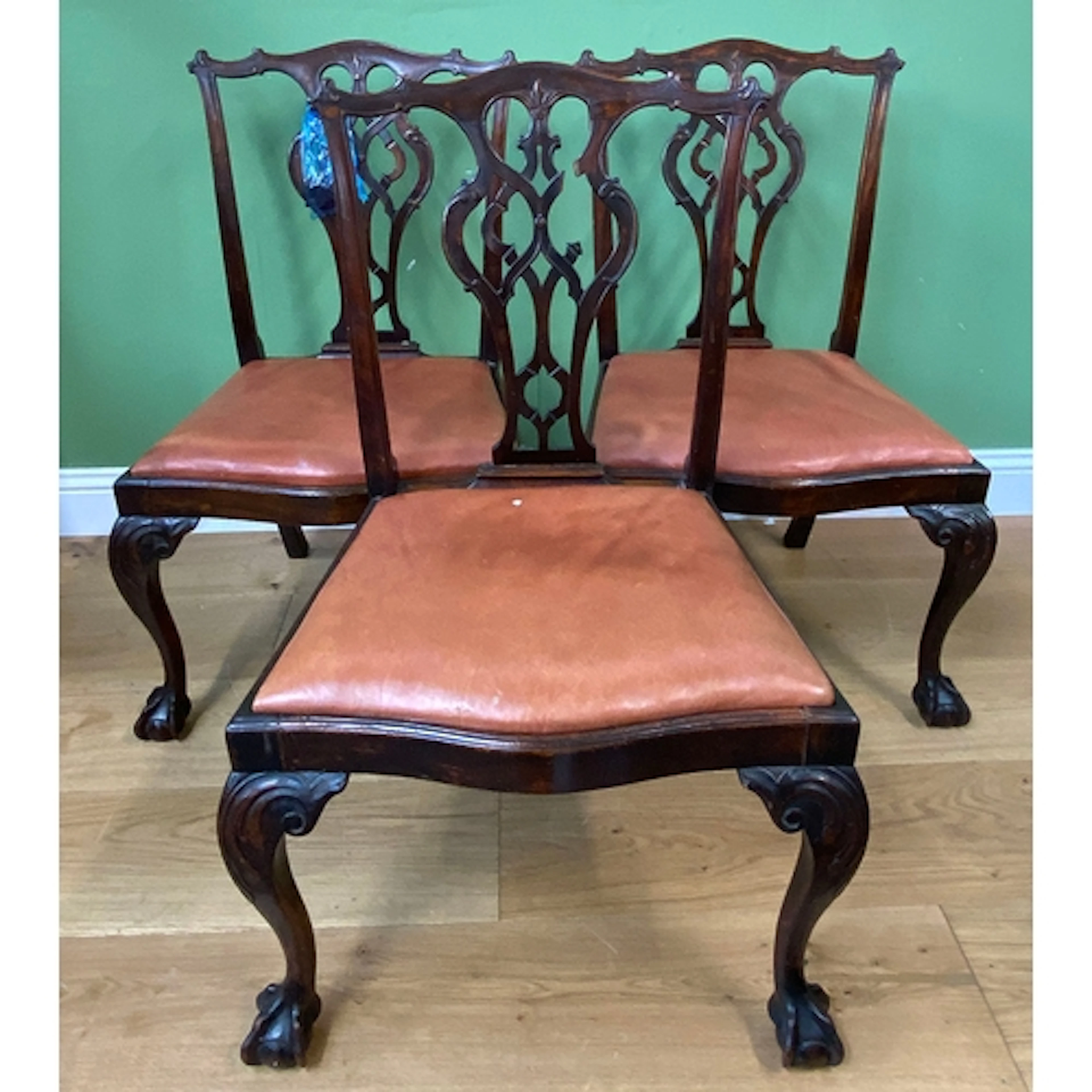 A set of six splatback side chairs of generous proportions, ...