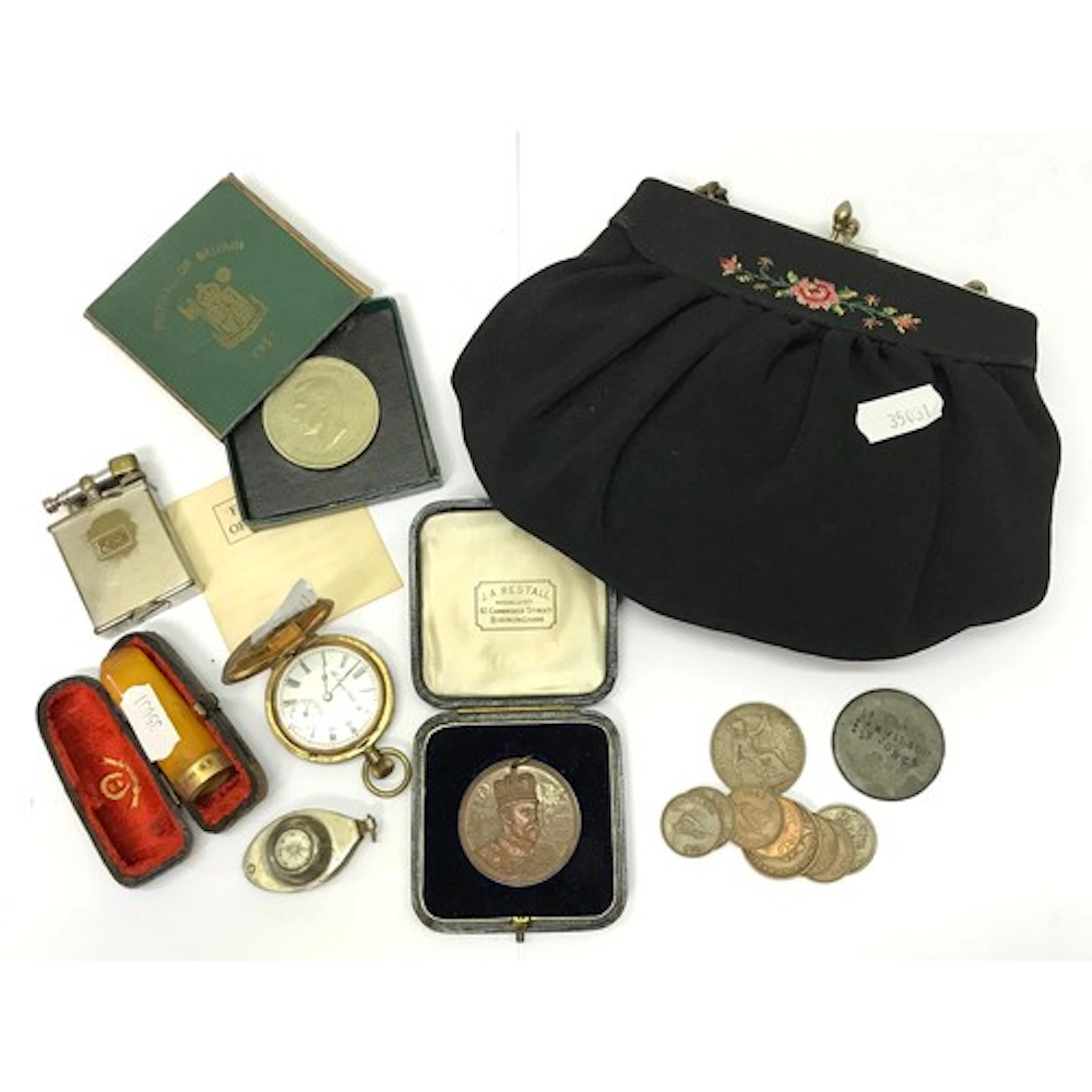 A base metal cased full hunter pocket watch; a 1951 crown co...
