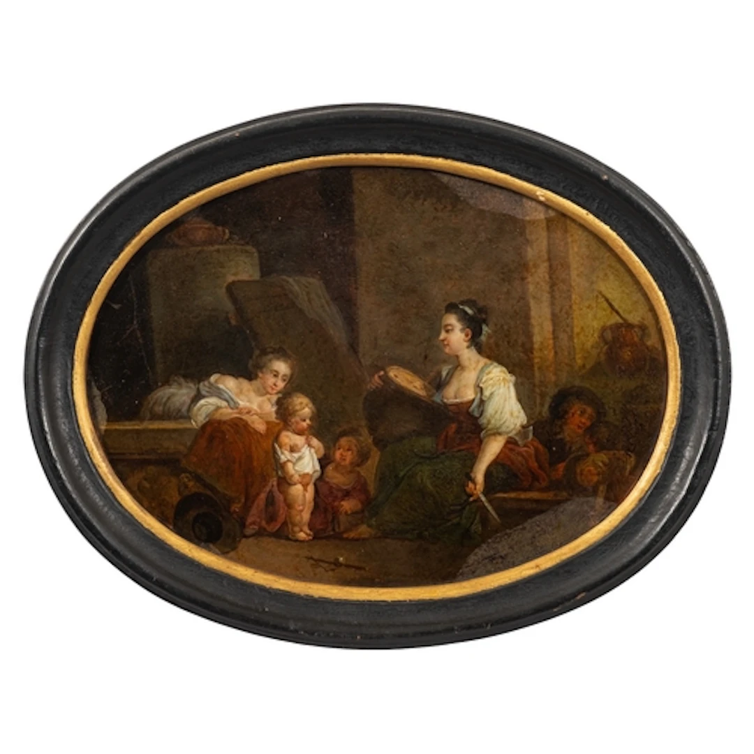 19th Century school - Figures at rest - Possibly mezzotint...