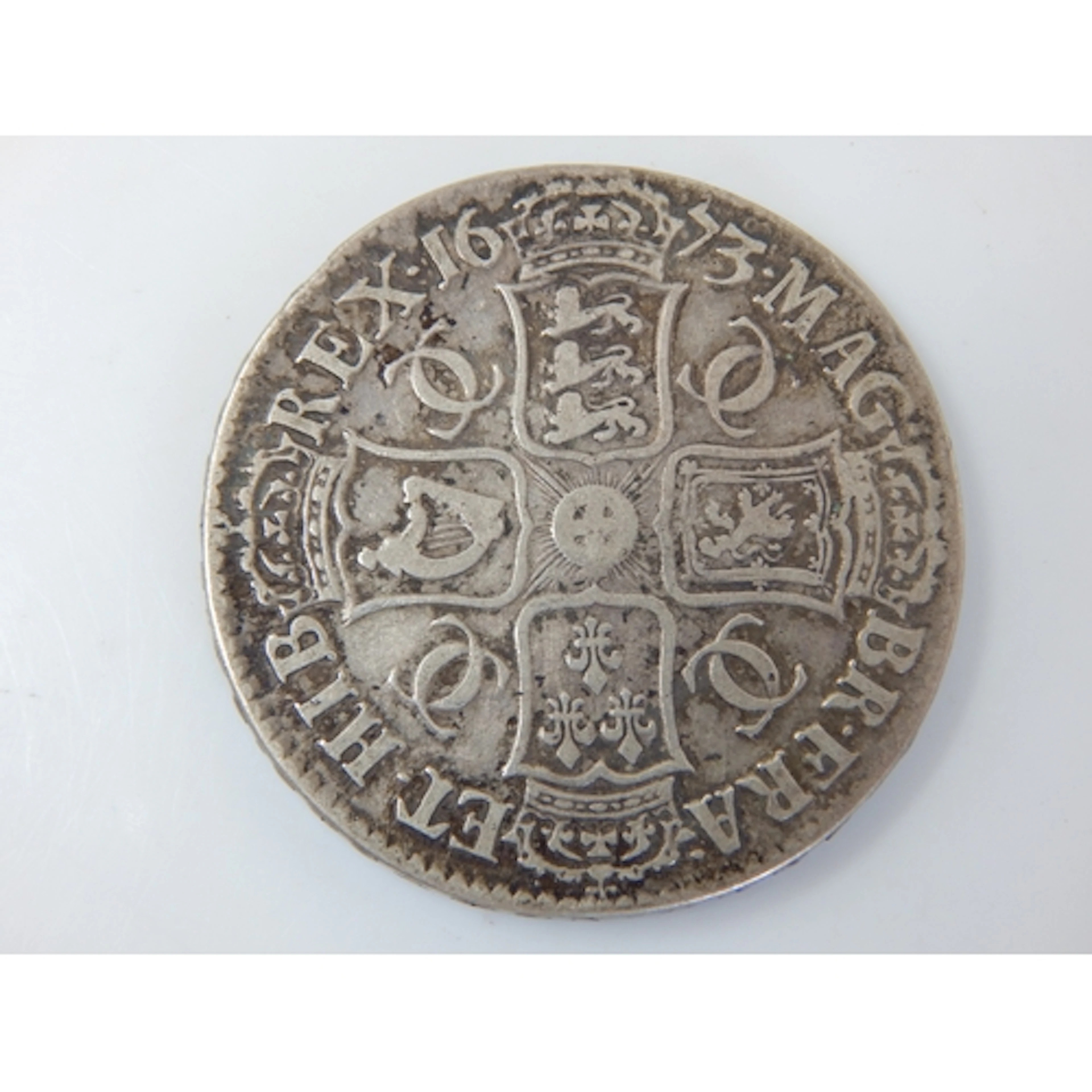 Charles II Silver Crown 1673 with Seaby Envelope