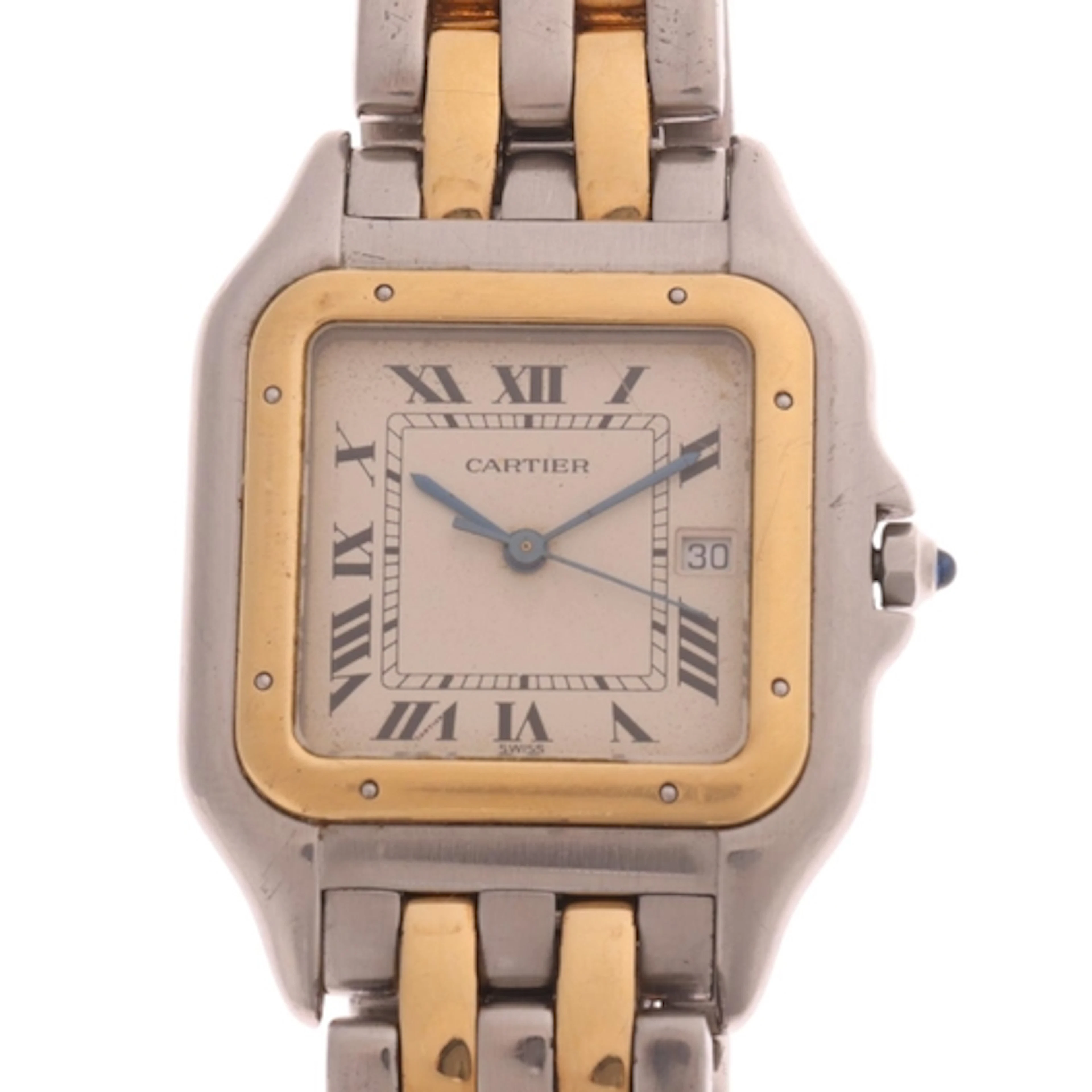 CARTIER - a bi-metal Panthere quartz calendar bracelet watch...