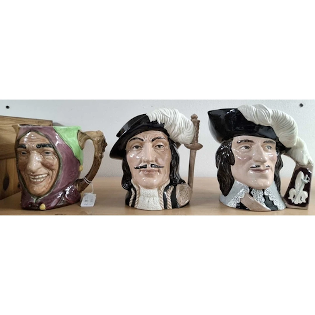 THREE LARGE ROYAL DOULTON CHARACTER JUGS, comprising D'Artag...