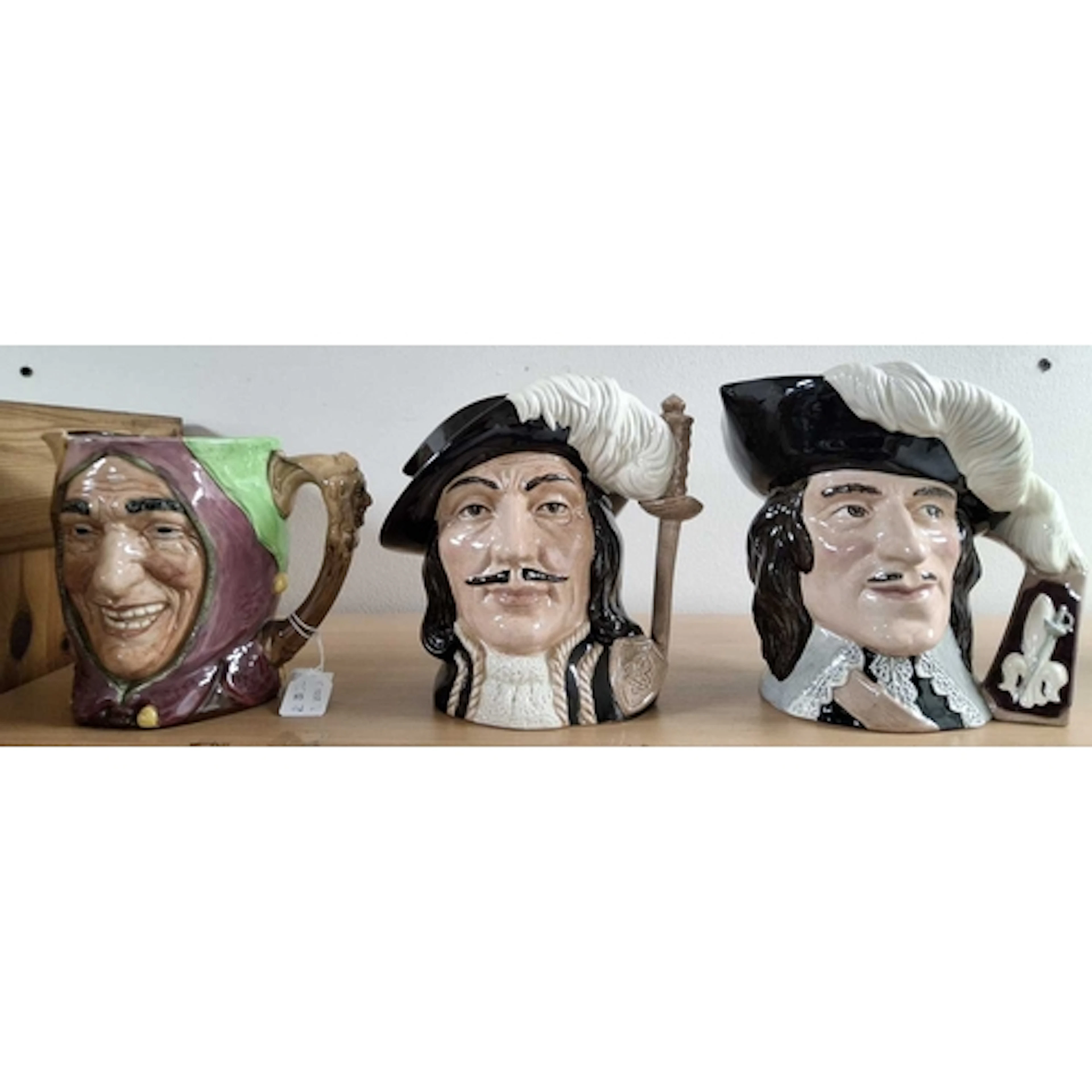 THREE LARGE ROYAL DOULTON CHARACTER JUGS, comprising D'Artag...