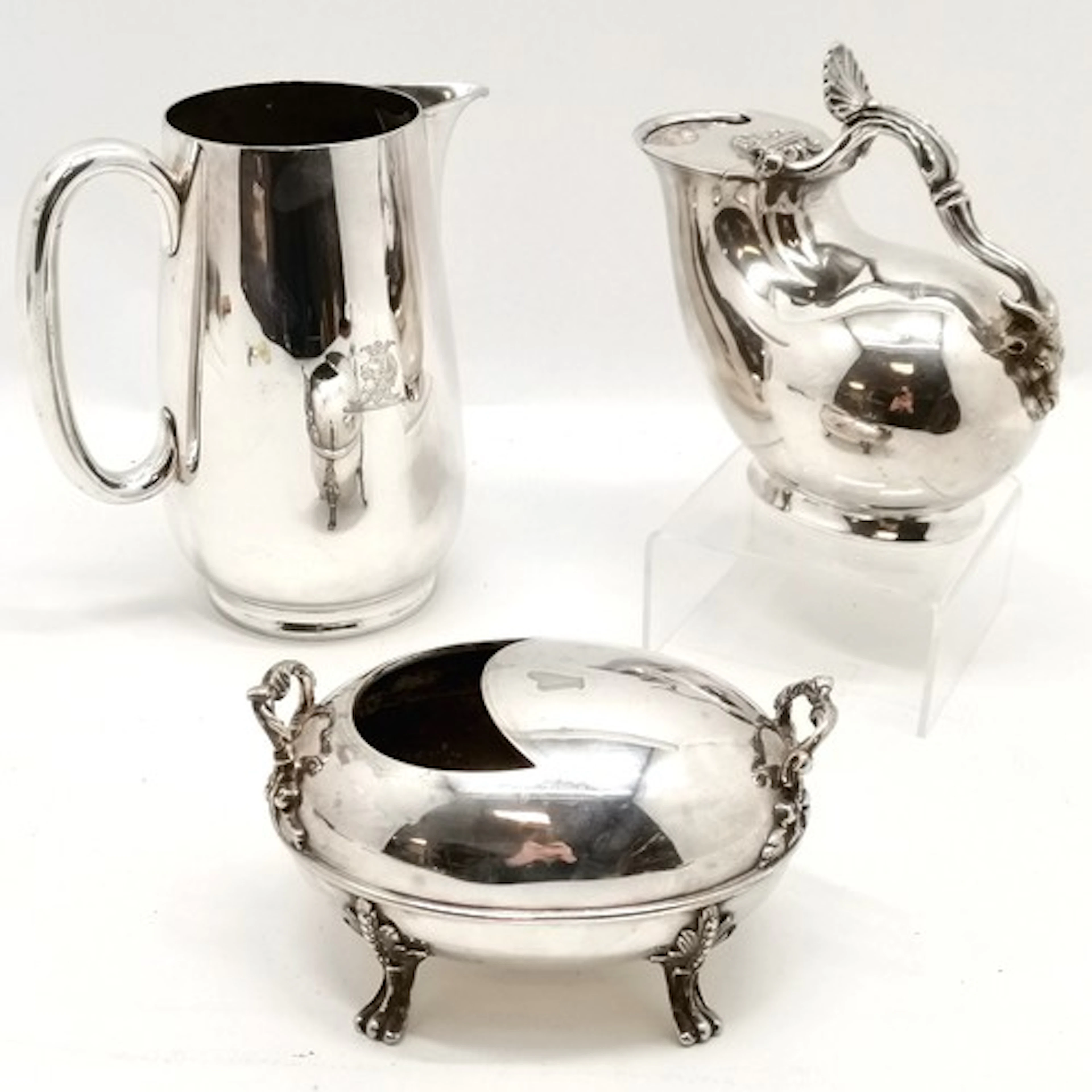 3 x antique silver plated wares inc 2 spoon warmers - smalle...