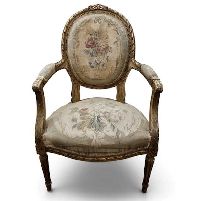 A pair of early 20th Century Continental Armchairs with Tape...