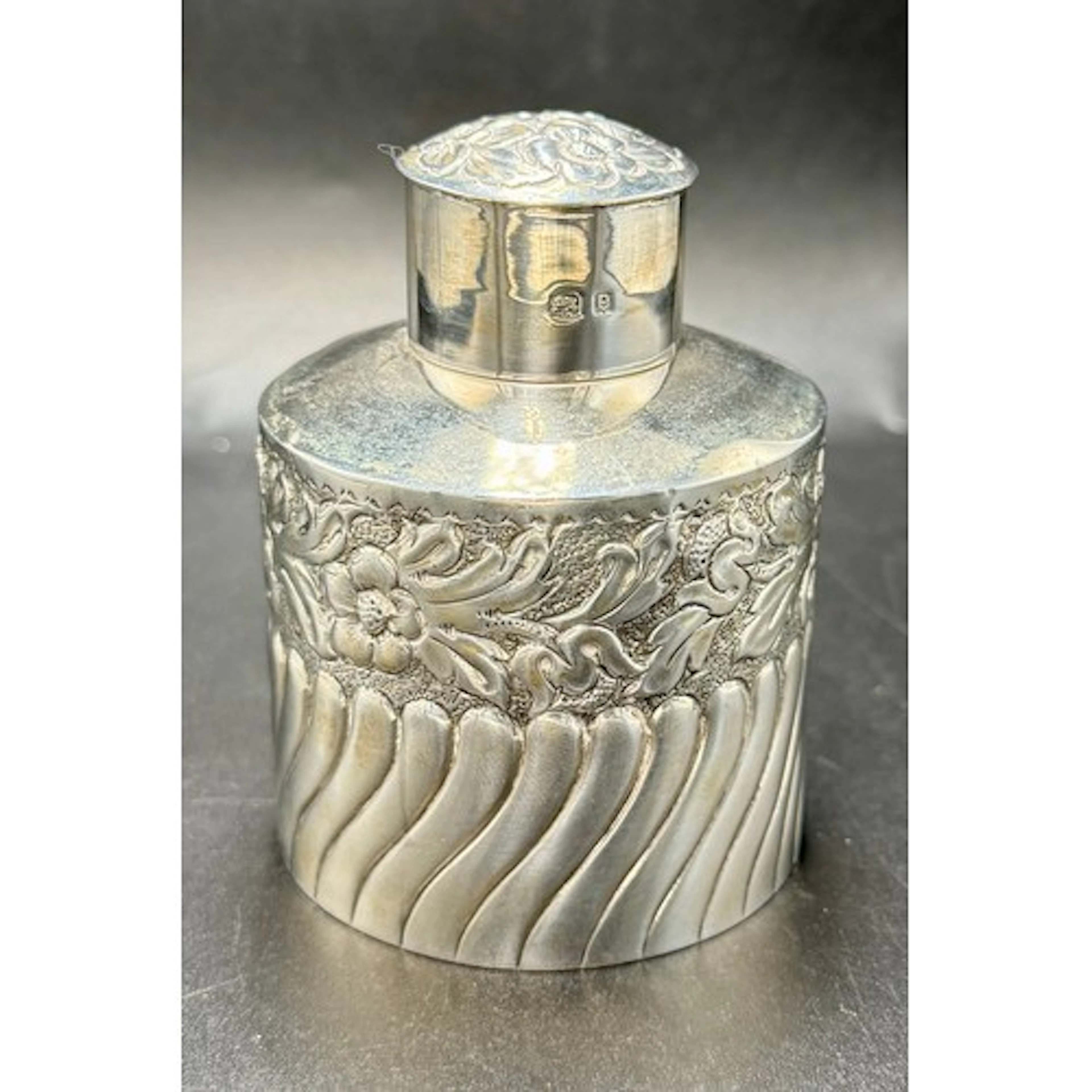 Hallmarked silver tea caddy. Birmingham 1904. 9cm h. Weight ...