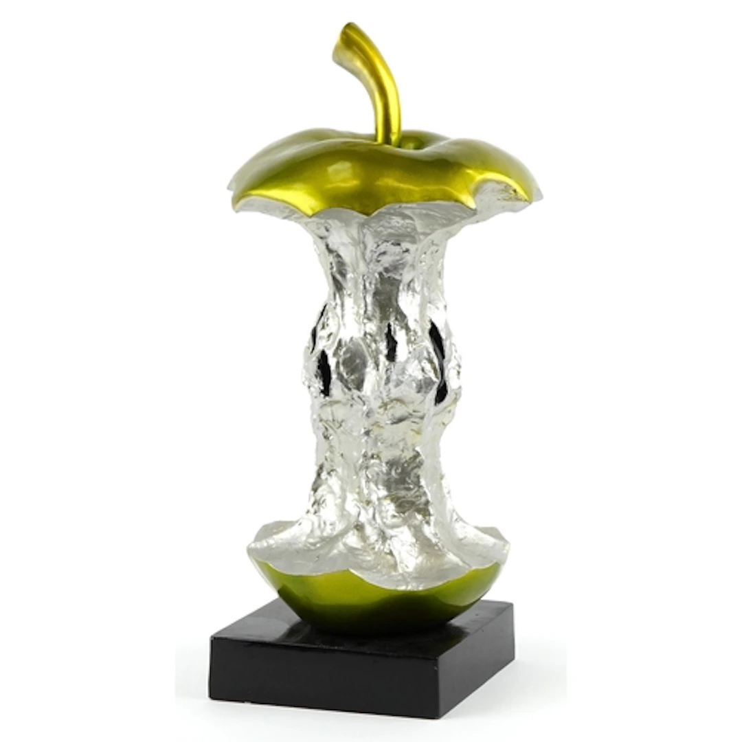 Modernist sculpture of an apple core, 55cm high.