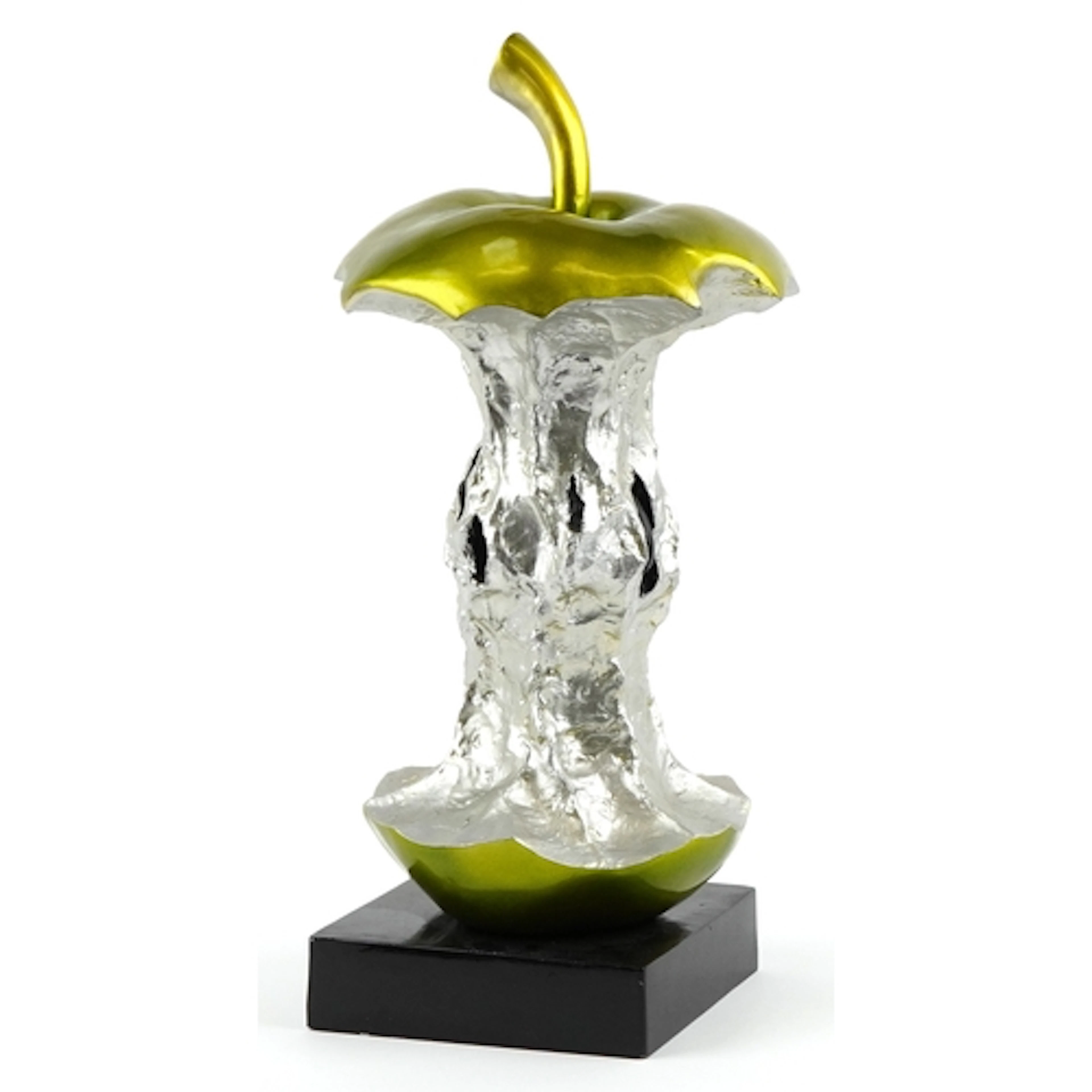 Modernist sculpture of an apple core, 55cm high.