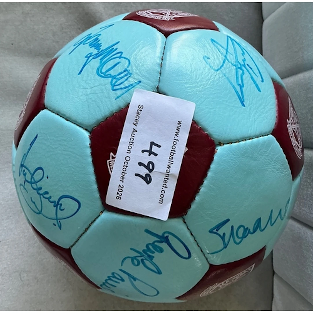 West Ham 87/88 Signed Football: Claret and blue official pan...