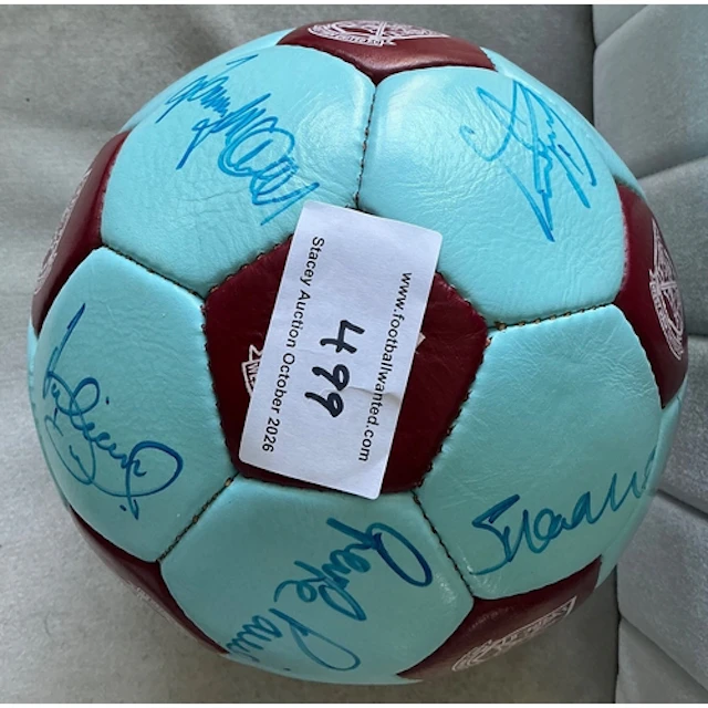 West Ham 87/88 Signed Football: Claret and blue official pan...