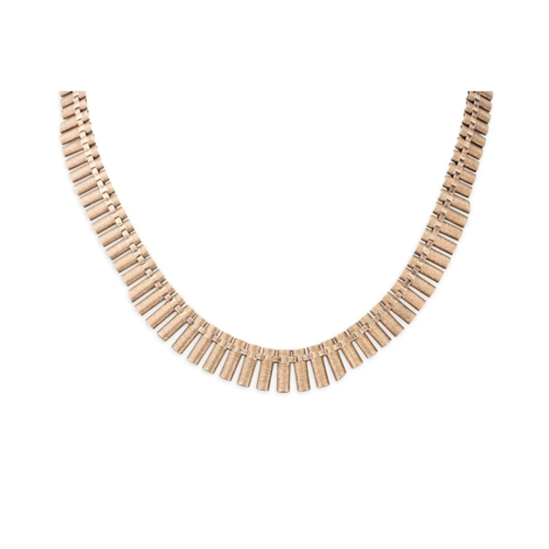 A 9CT YELLOW GOLD FRINGE NECKLACE, with graduated hollow lin...