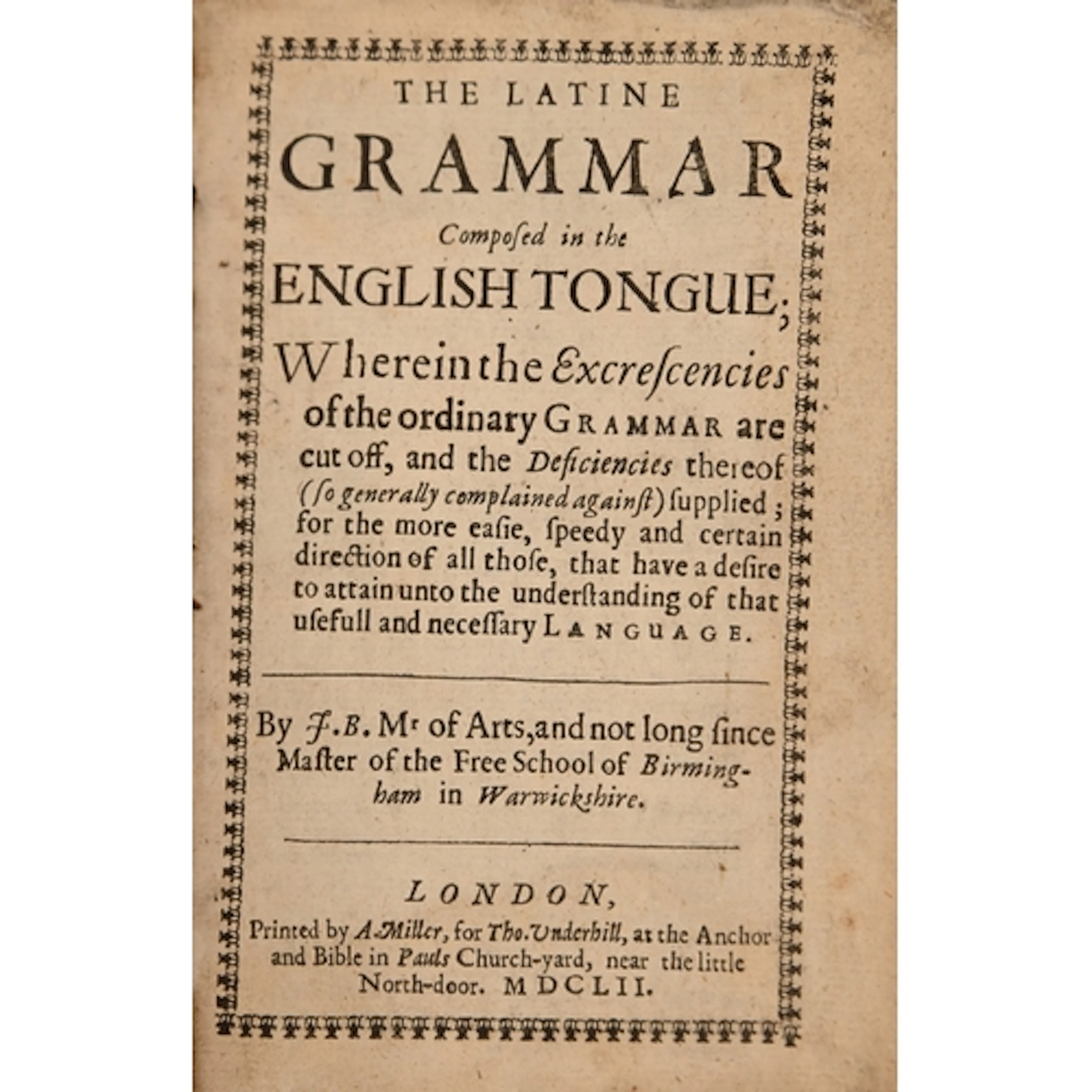 Philology, Classics. Barton (John, Mʳ of Arts, and not long ...