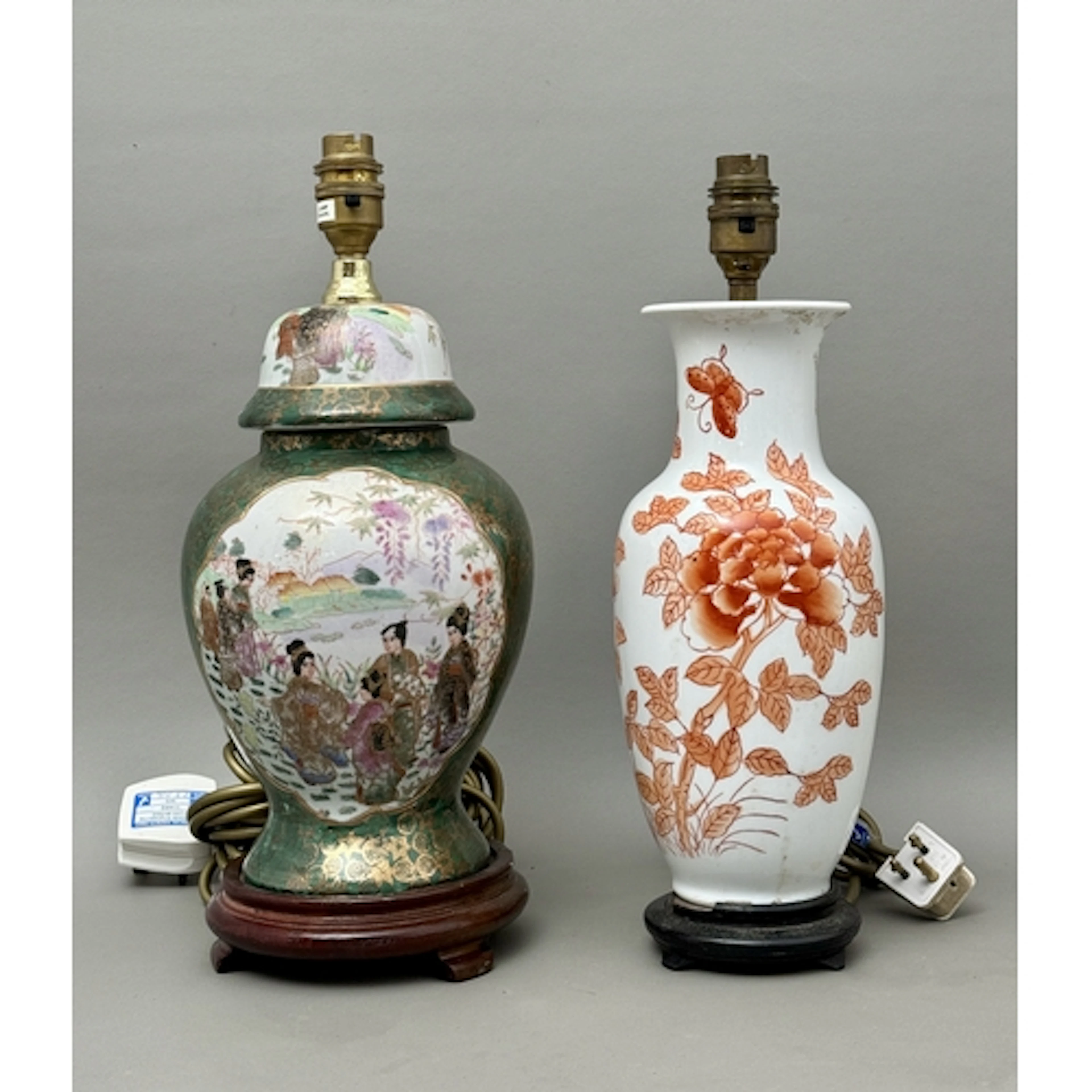 Two twentieth century Chinese porcelain lamp bases - compris...