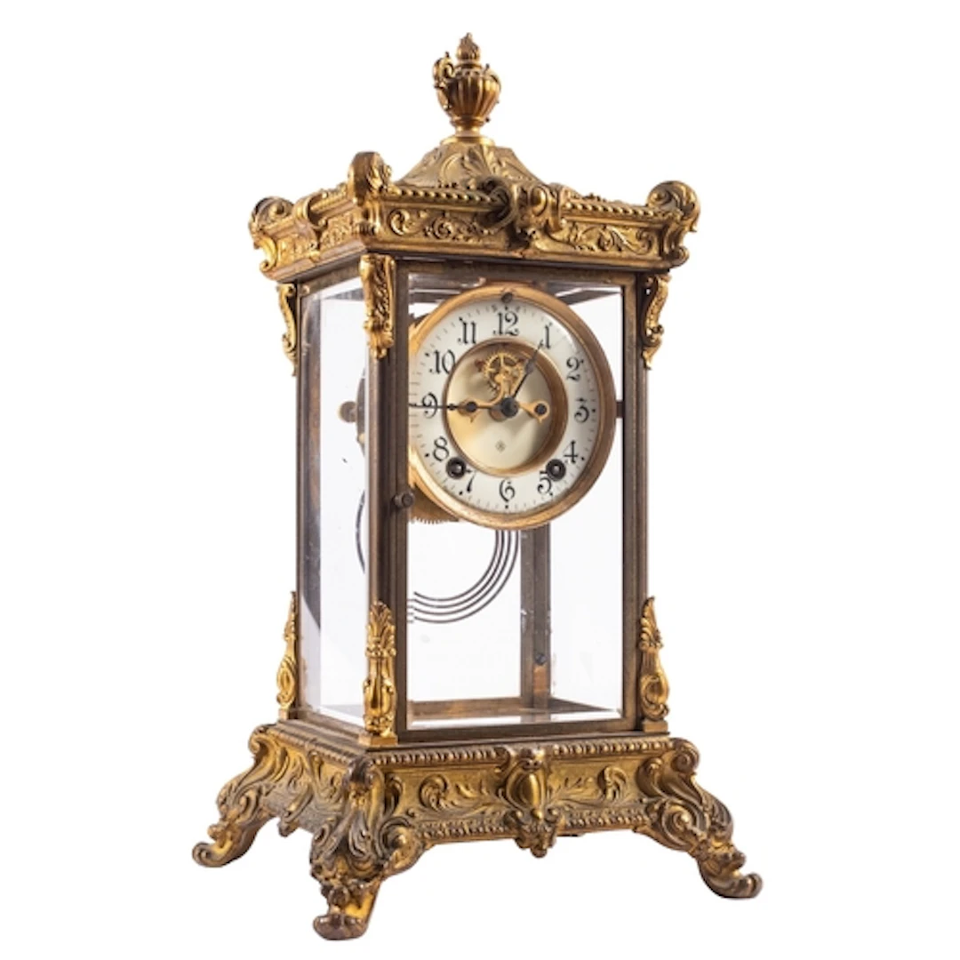 Ansonia, USA, a decorative four-glass mantel clock the eight...