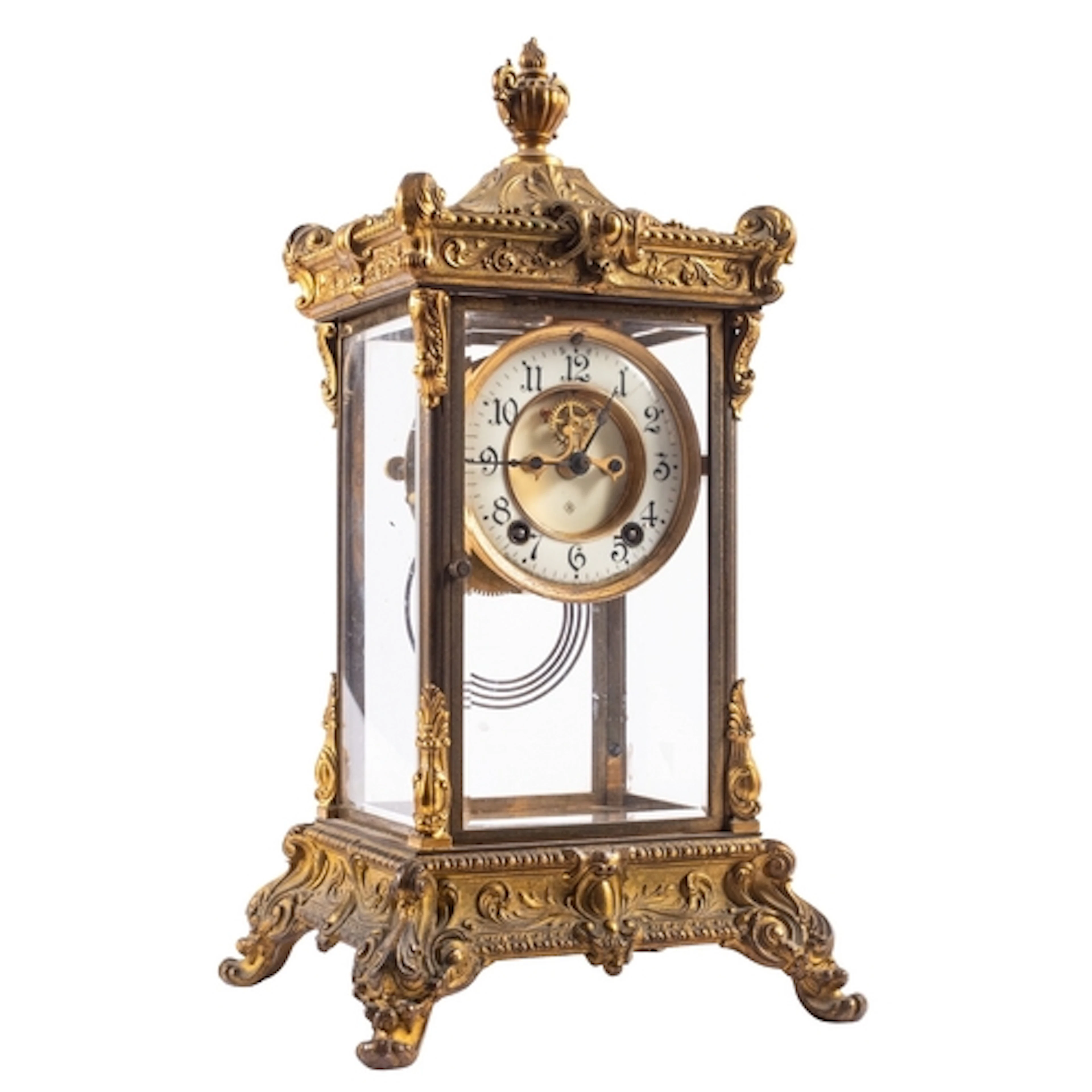 Ansonia, USA, a decorative four-glass mantel clock the eight...