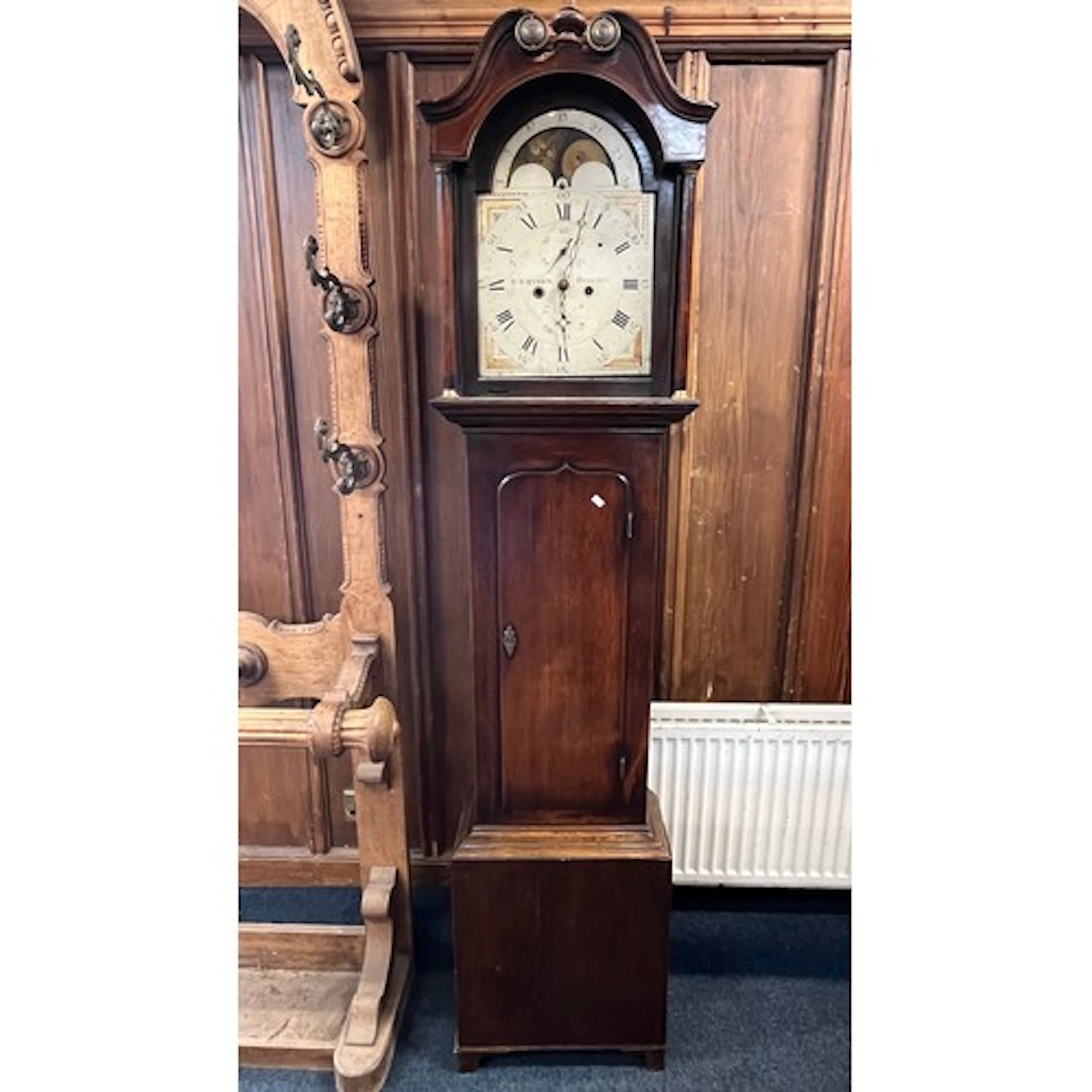 Antique Scottish longcase grandfather clock, the dial marked...